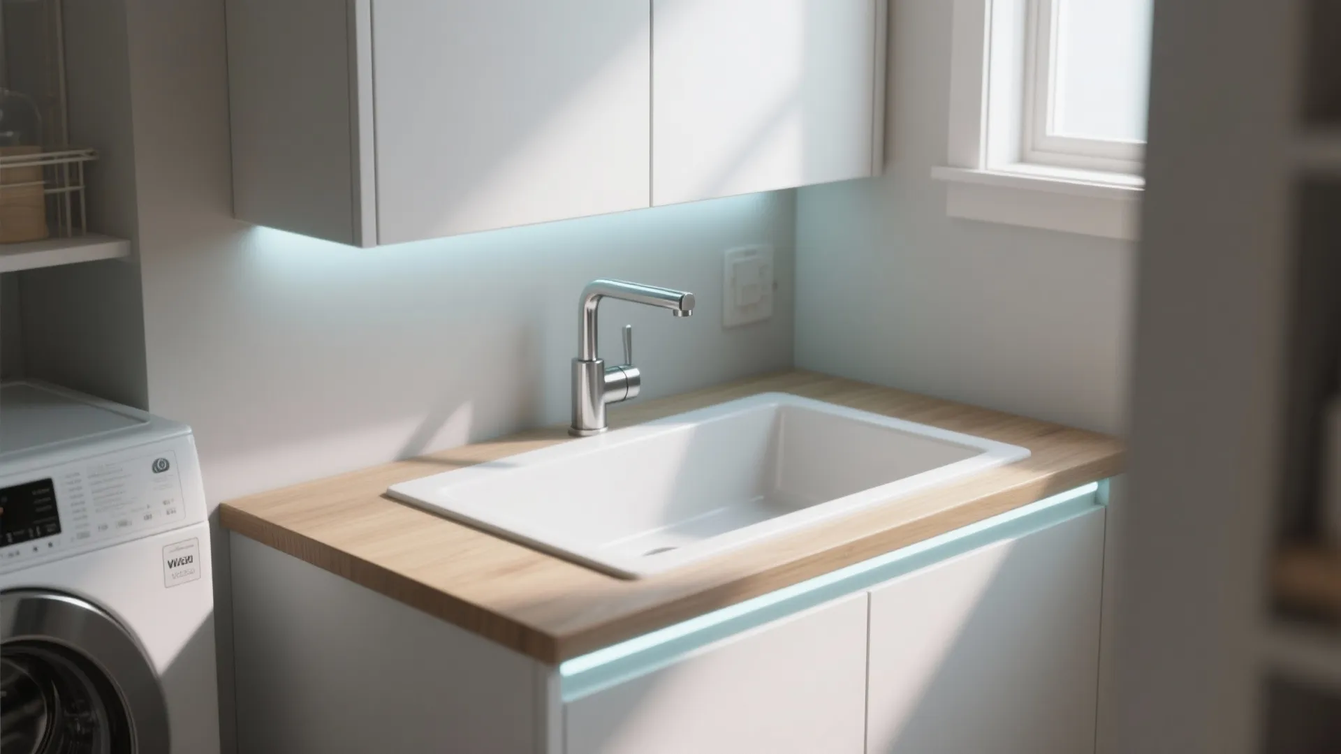 4. Sinks, Slim Cabinets, and Light: Make Function Feel Bright