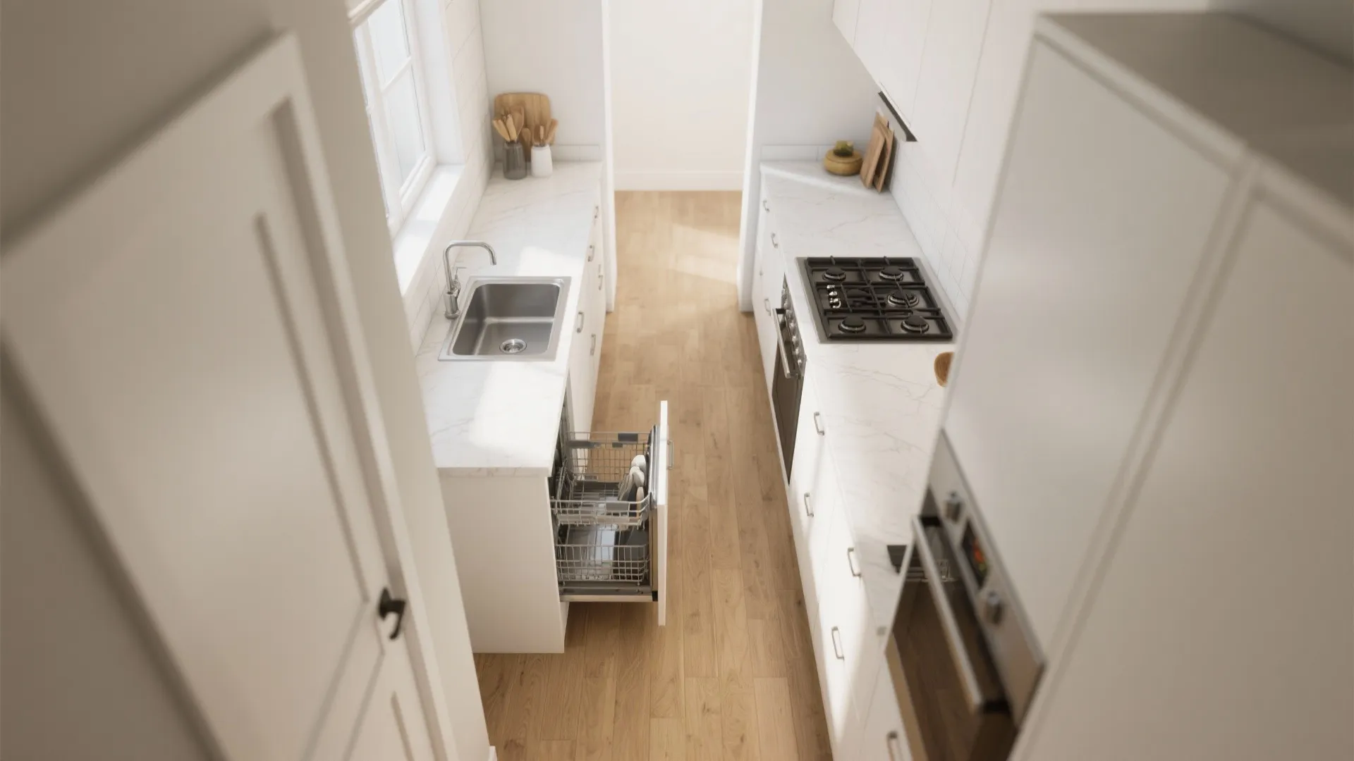 4. Position the sink and stove in a smart rhythm