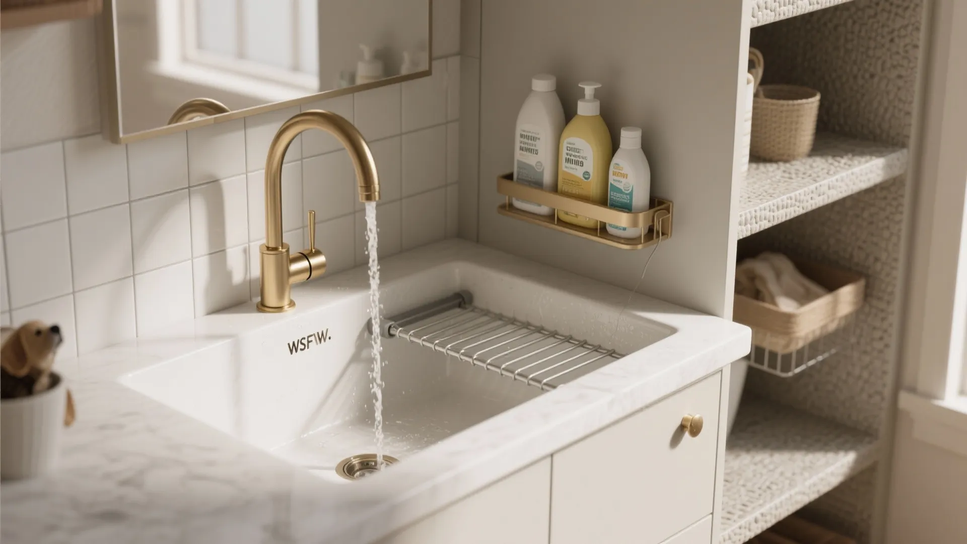 3. Make the sink multifunctional and vertical storage work