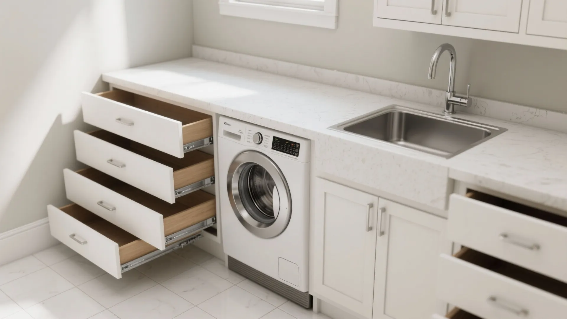 4. Dedicated utility sink and raised washer platform