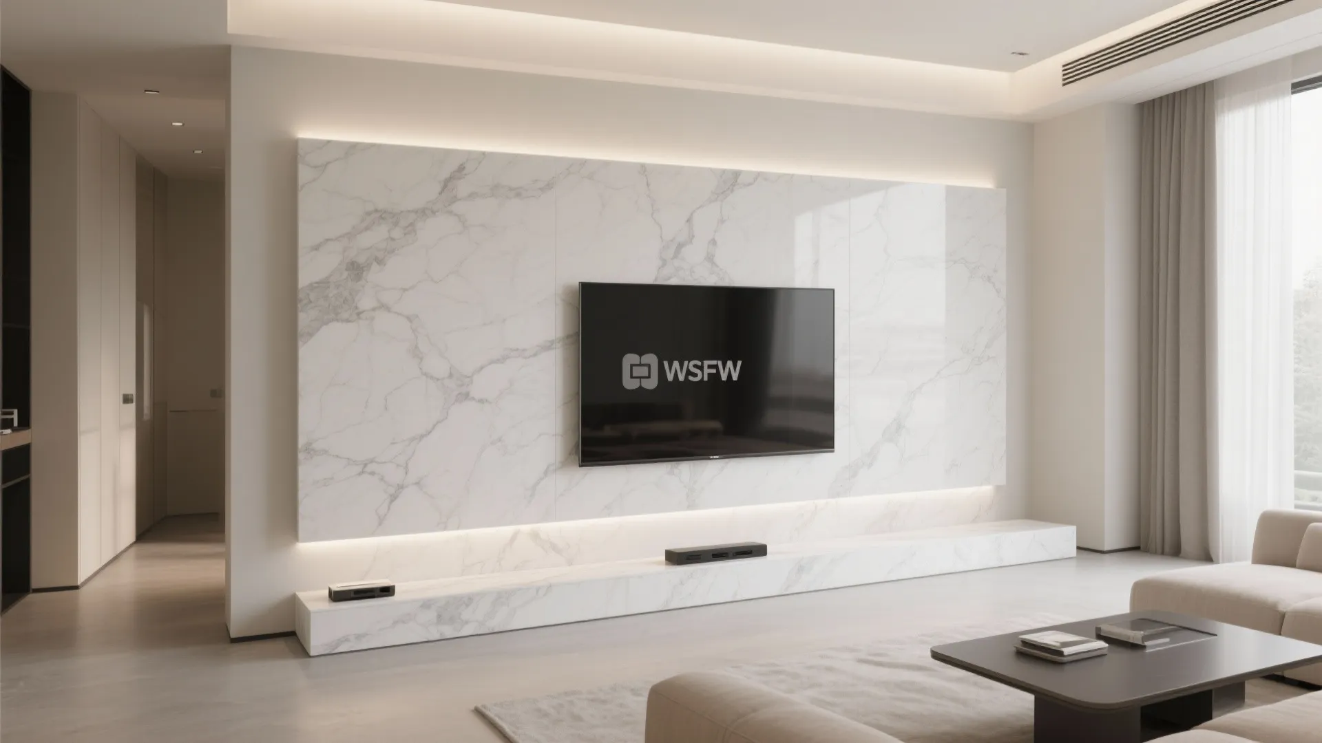 Stone or sintered surface TV backboard