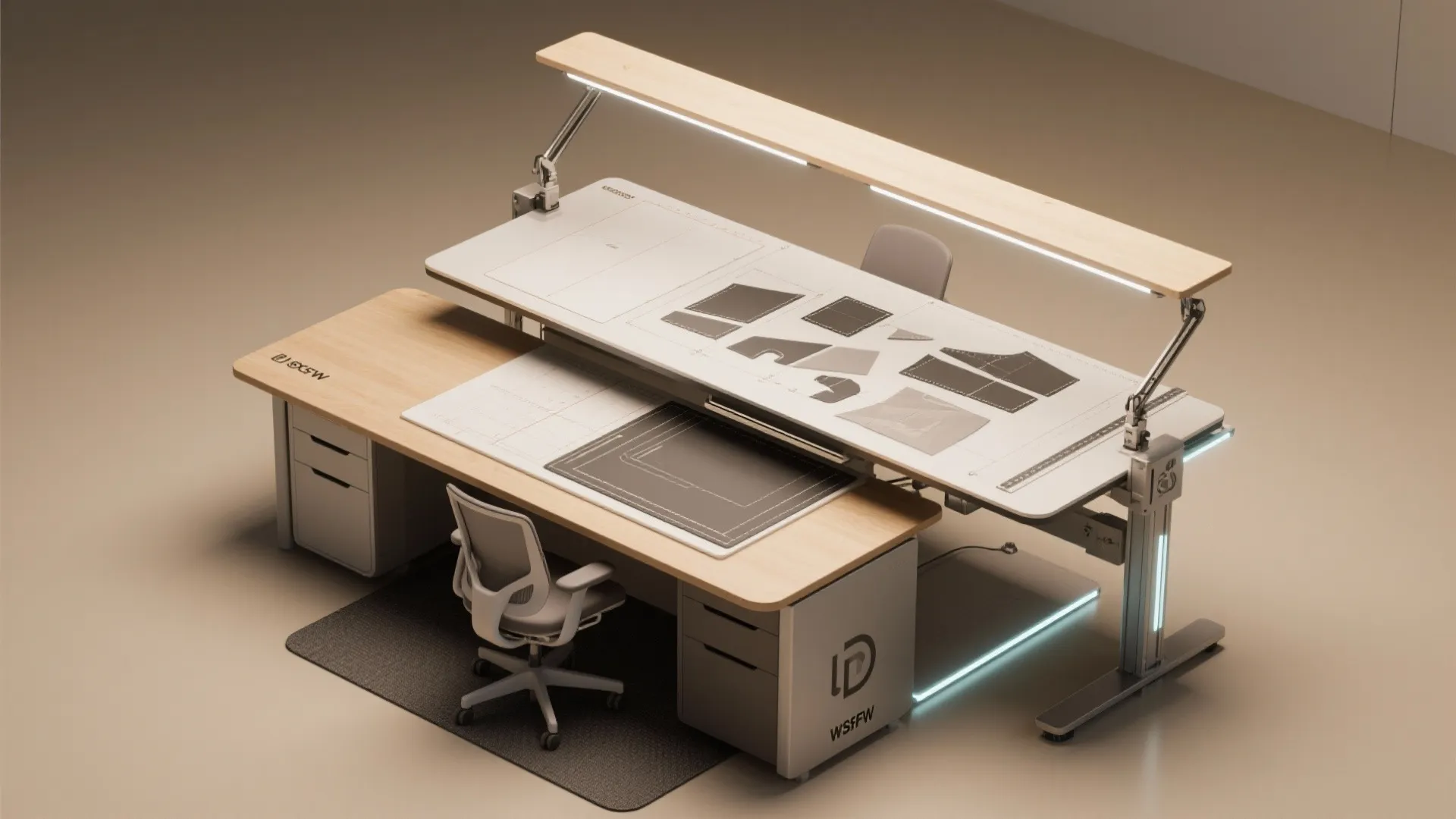 5. Sit-stand combo with integrated task lighting