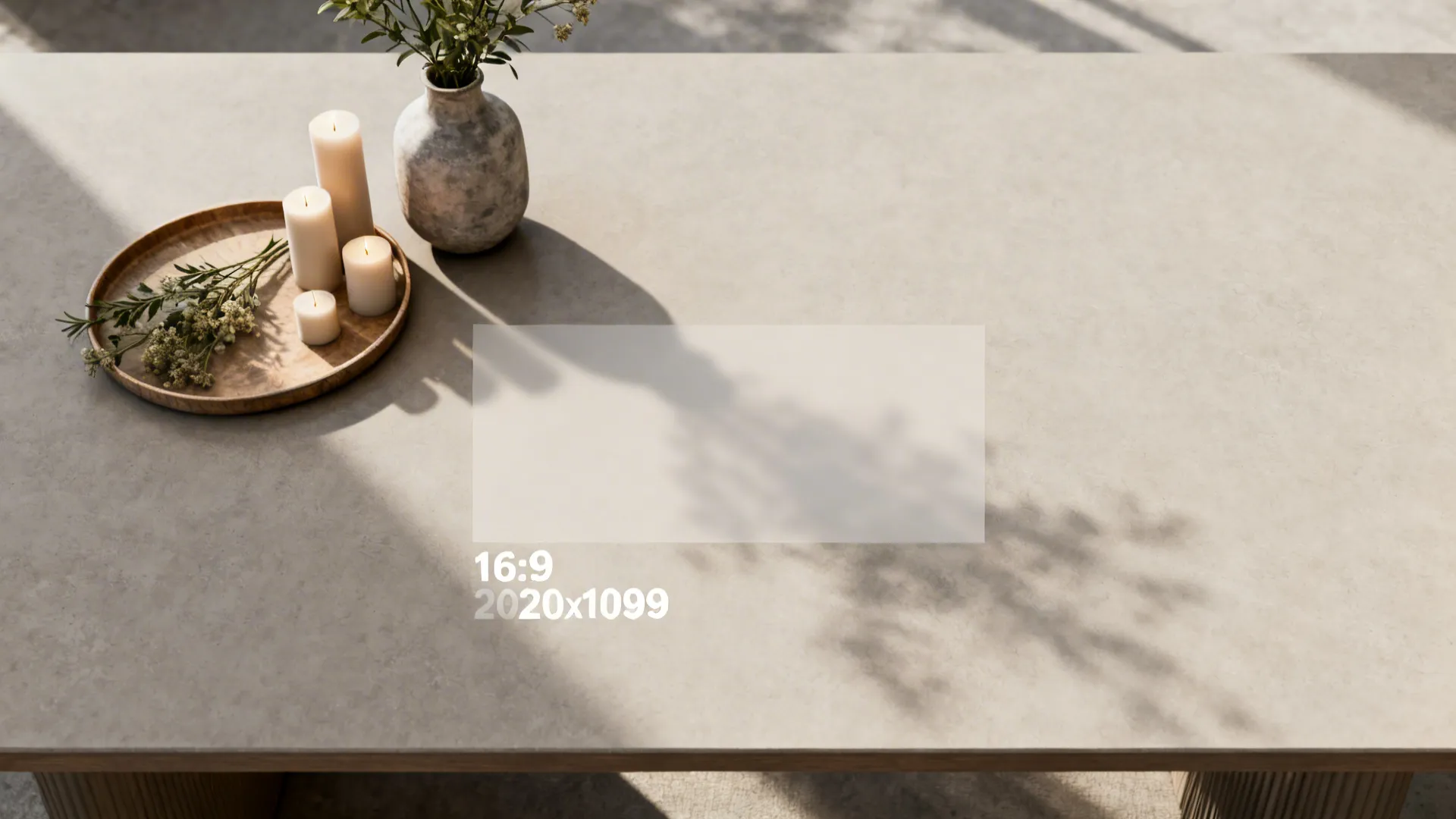 Top-down sizing guide showing one-third table width rule and scaled centerpieces