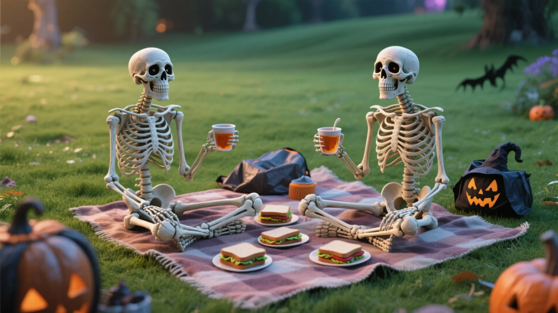 1. Skeleton Picnic Scene