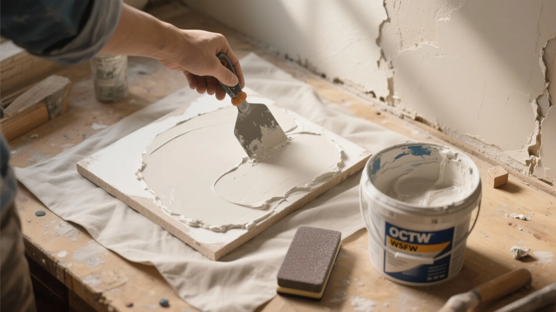 1. Patch and feather with skim coat