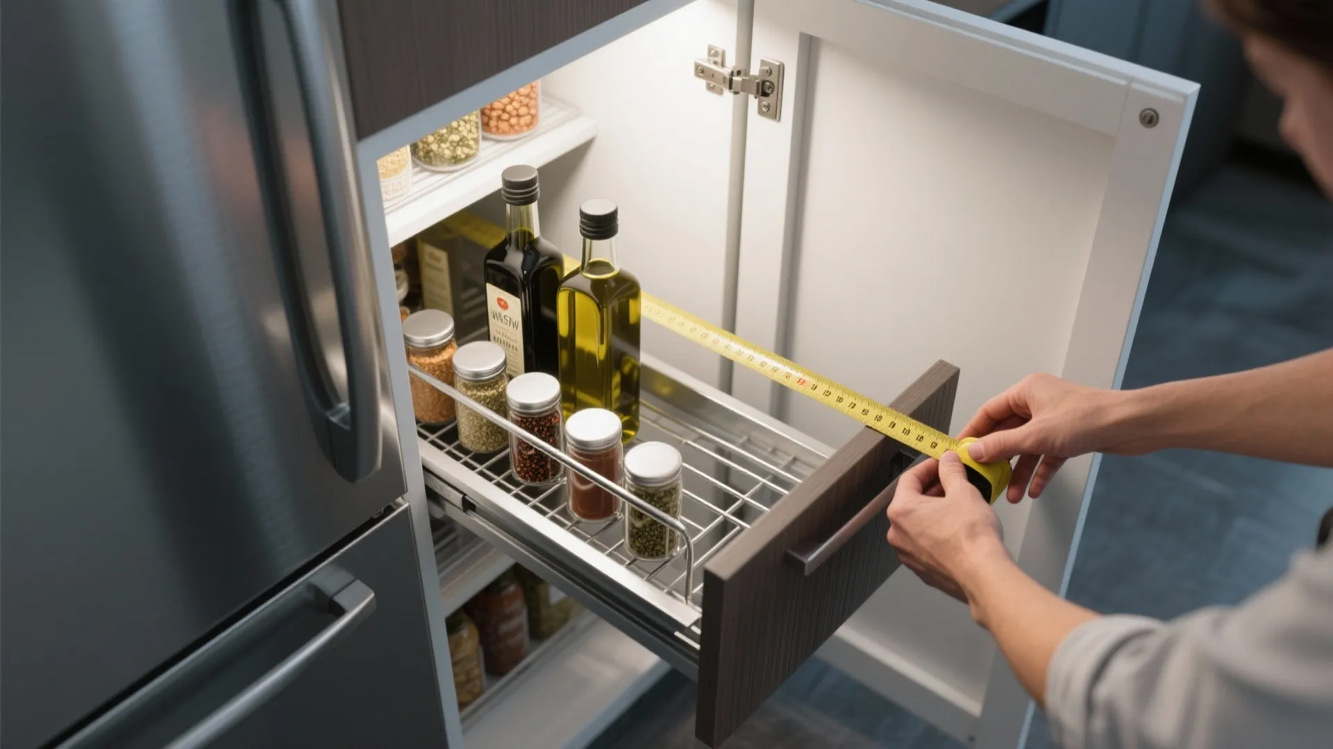 2. Use every gap: pull-outs and skinny pantries