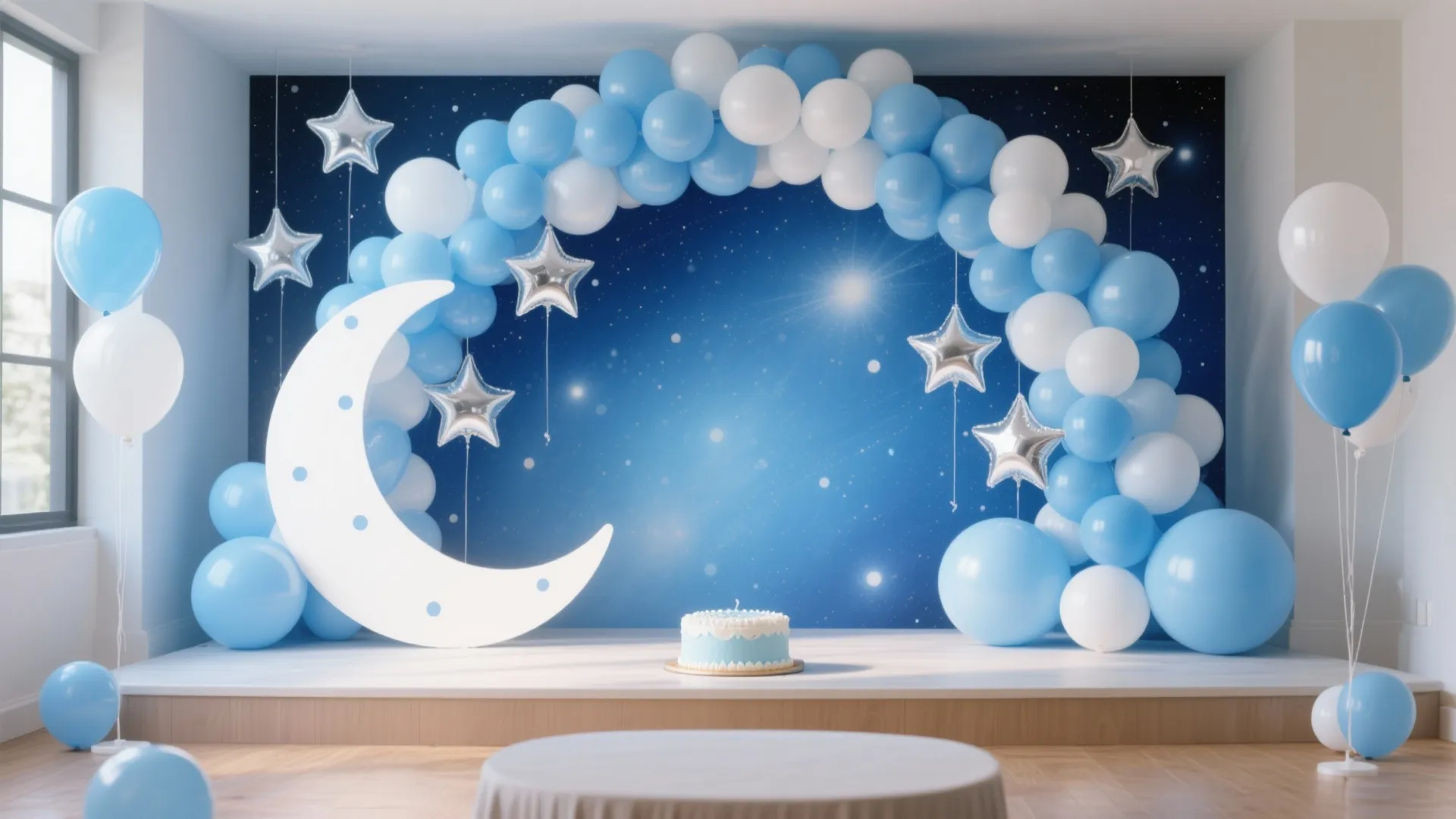 Sky-Blue Balloon Galaxy with Subtle Stars