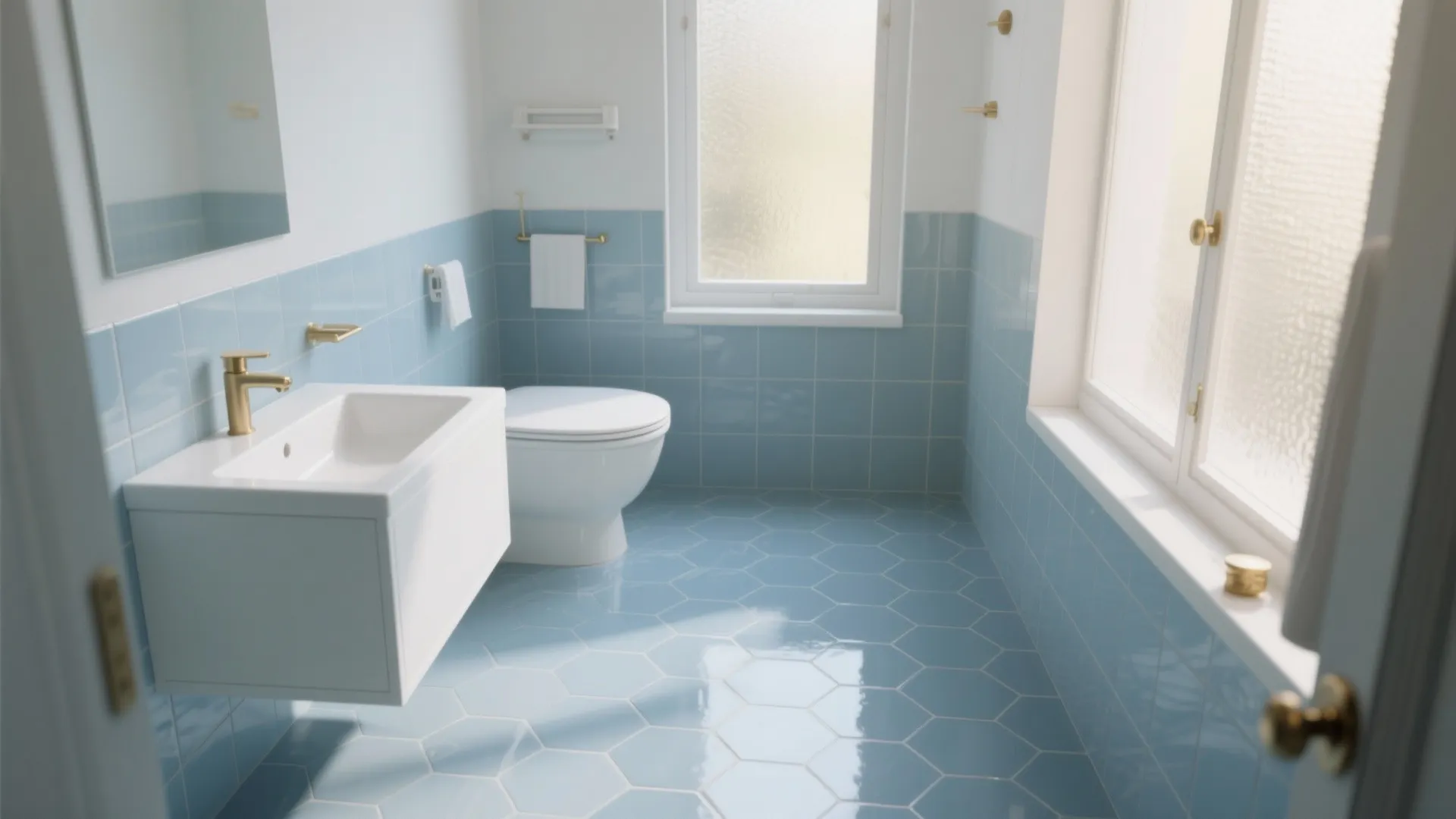 5 Blue Bathroom Floor Ideas for Small Spaces: Creative small-bathroom flooring ideas using blue tones to open up space and add personality