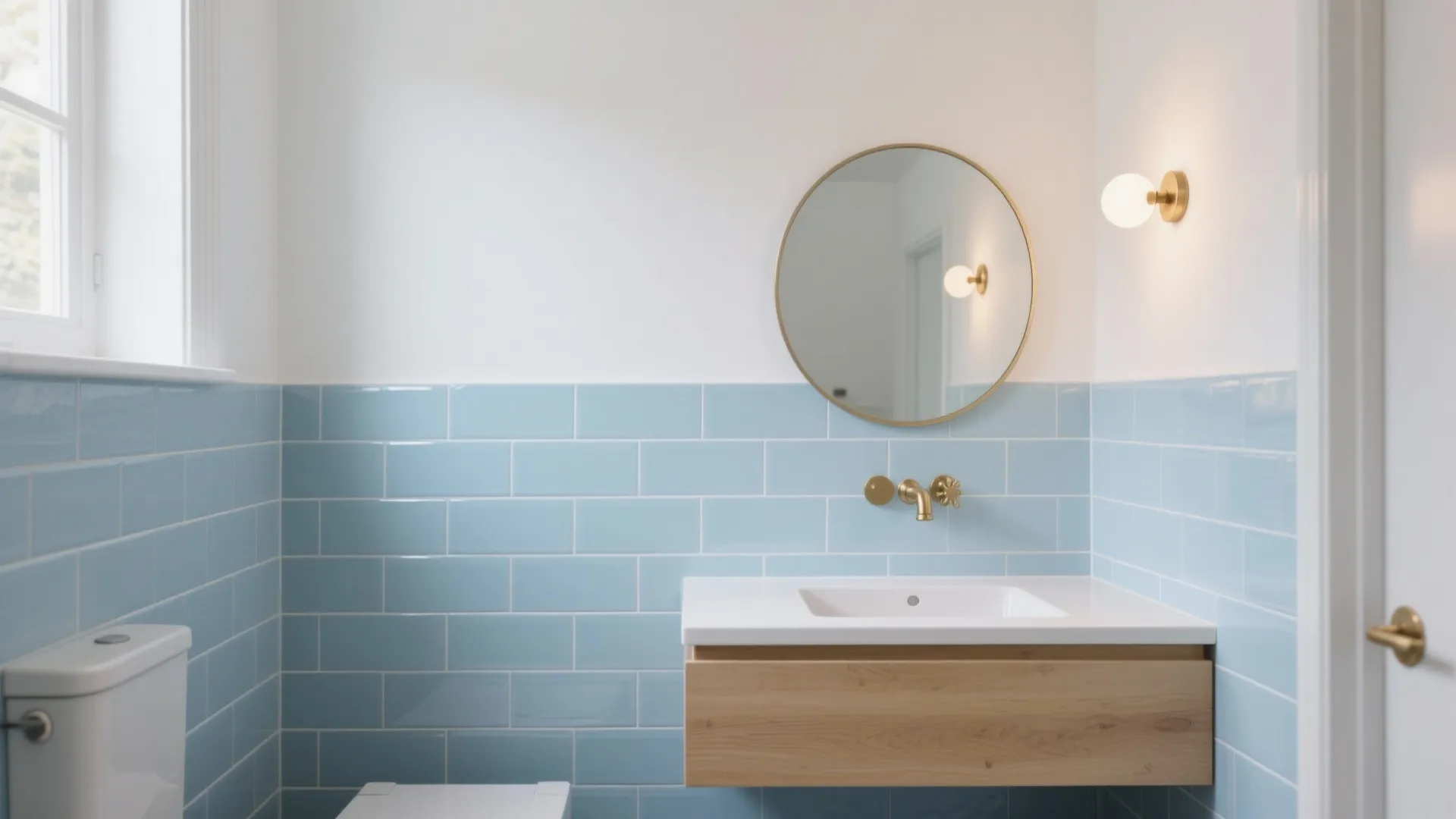 Calming Sky-Blue Subway Tiles