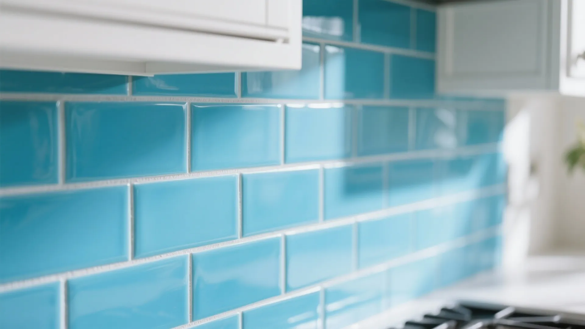 Idea 2: Sky Blue Backsplash Tiles
