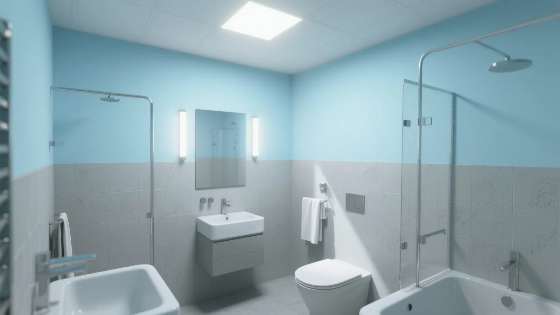 Tip 5: Sky Blue Ceiling Over Soft Grey Walls