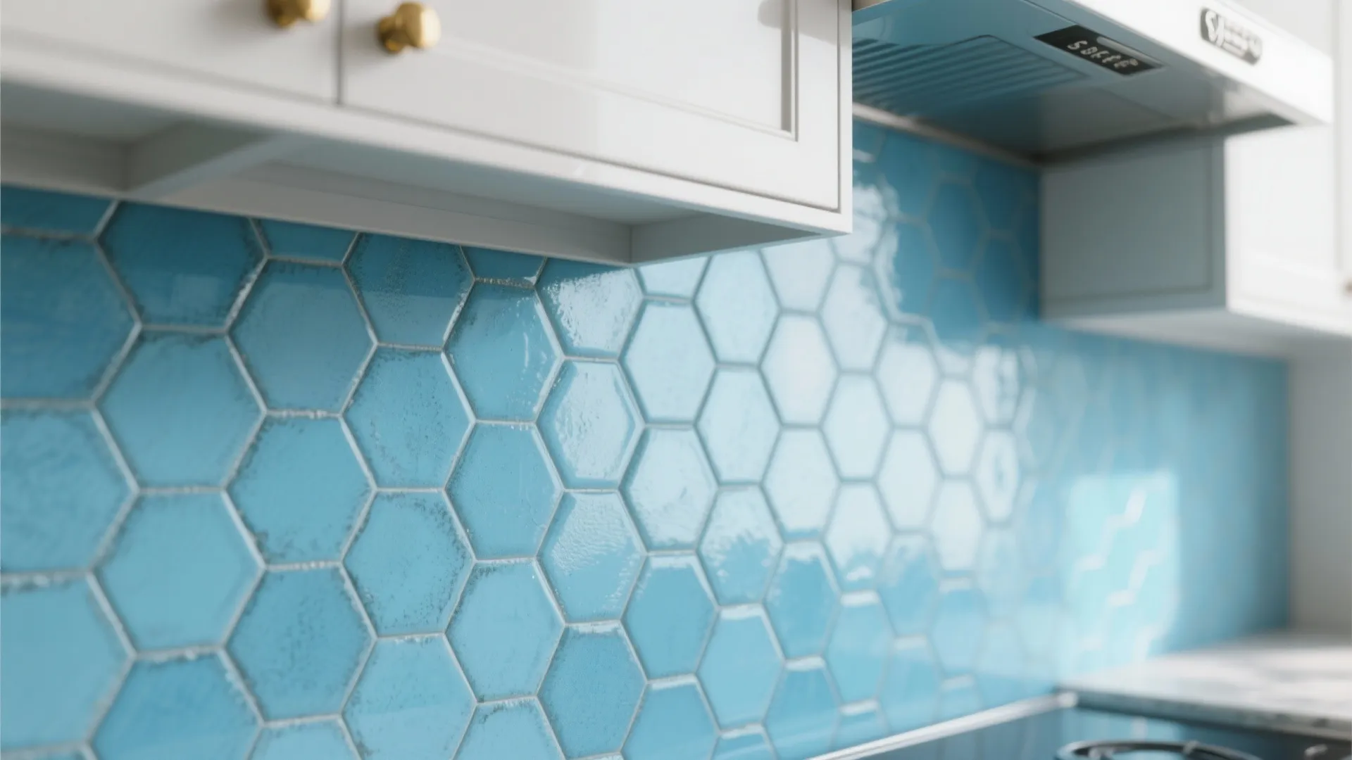 2. Sky-Blue Hex Tiles for a Vintage Touch