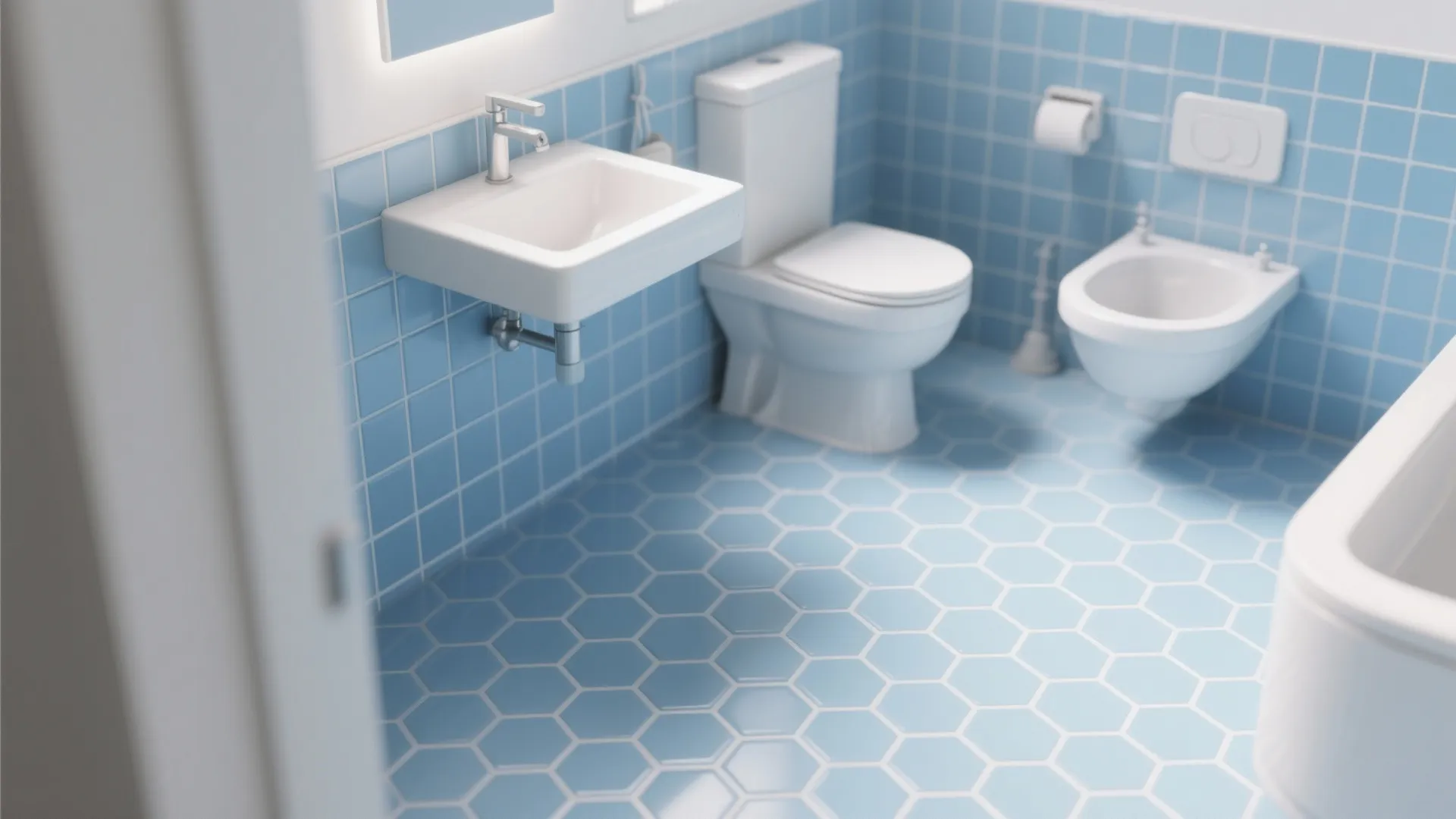 2. Sky-Blue Hex Pattern for a Fresh Look