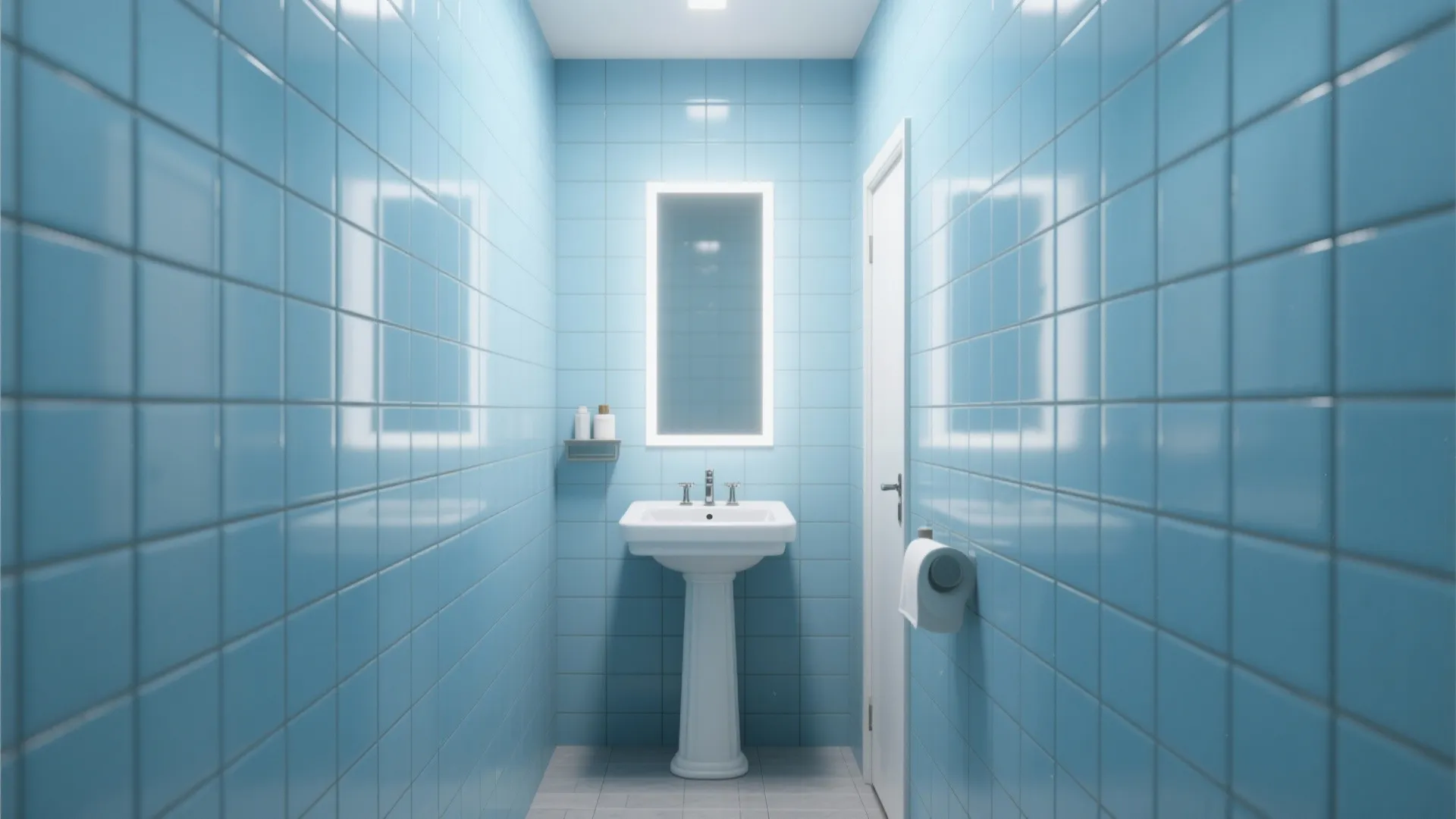 1. Sky-blue subway tiles for brightness