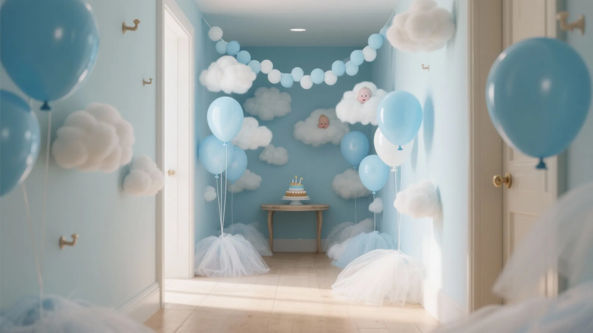 Sky-Blue Balloons + Cloud Backdrop