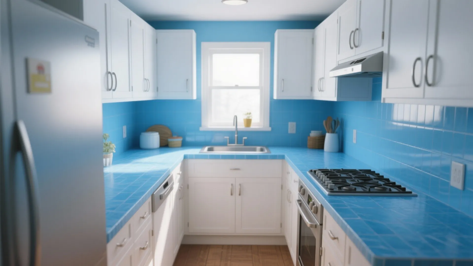 3. Sky-Blue Laminate for Small Budgets