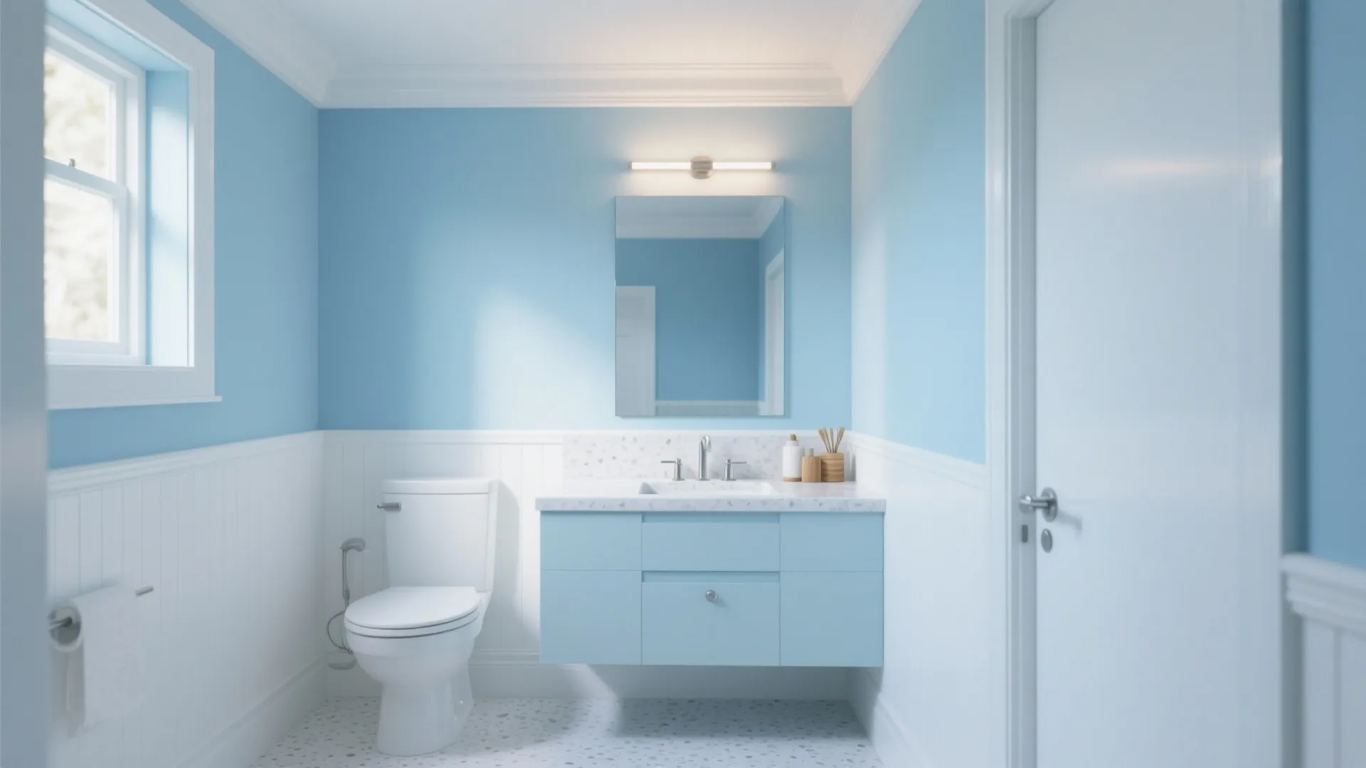 Sky-Blue Paint + High-LRV Surfaces