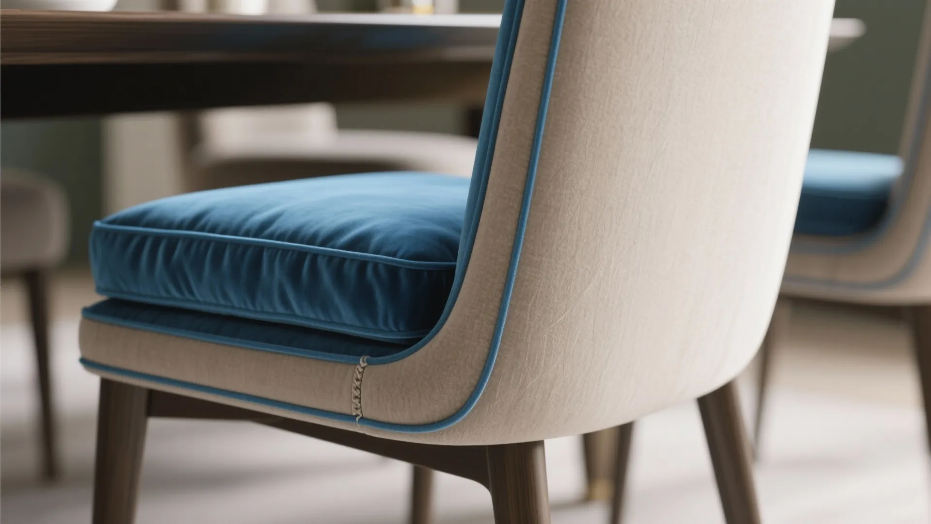 5. Sky-Blue Velvet Piping as an Accent Trick