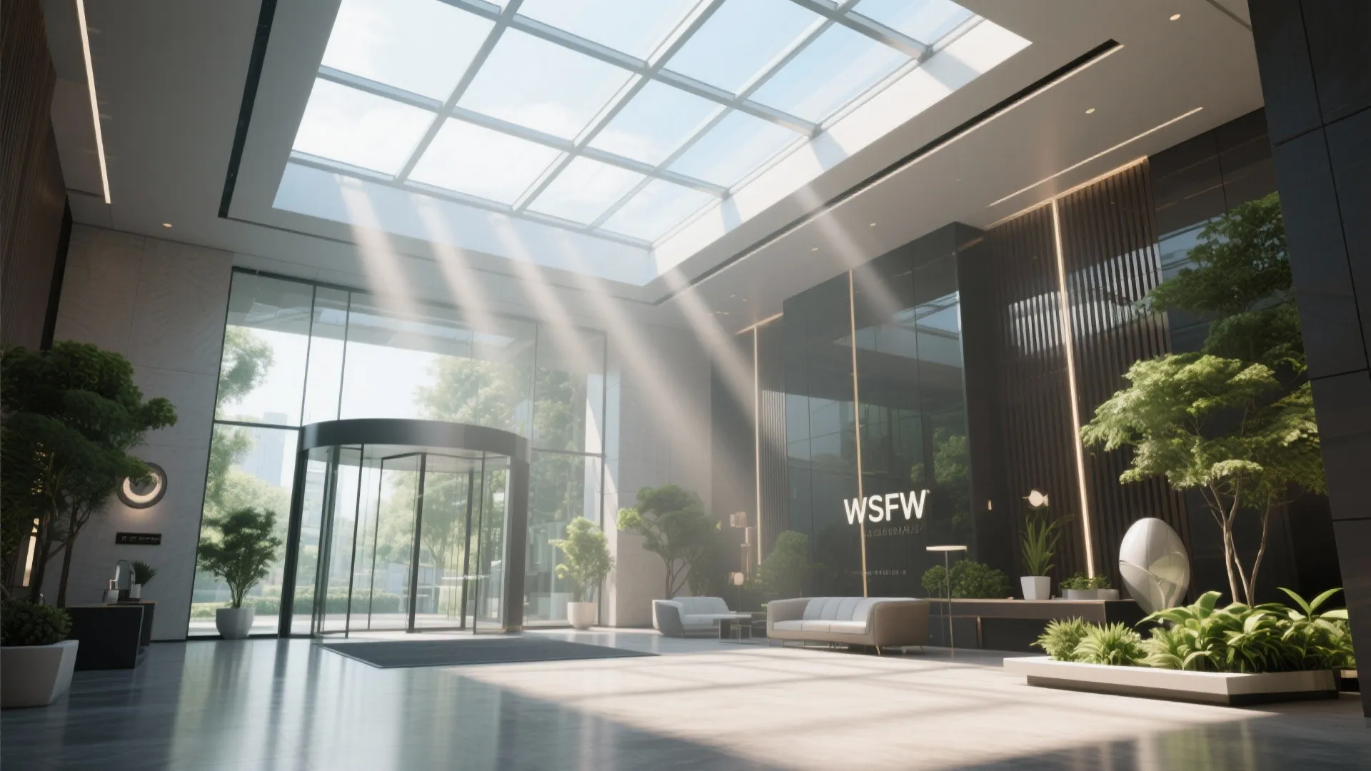 Lobby space transformed with dramatic skylight