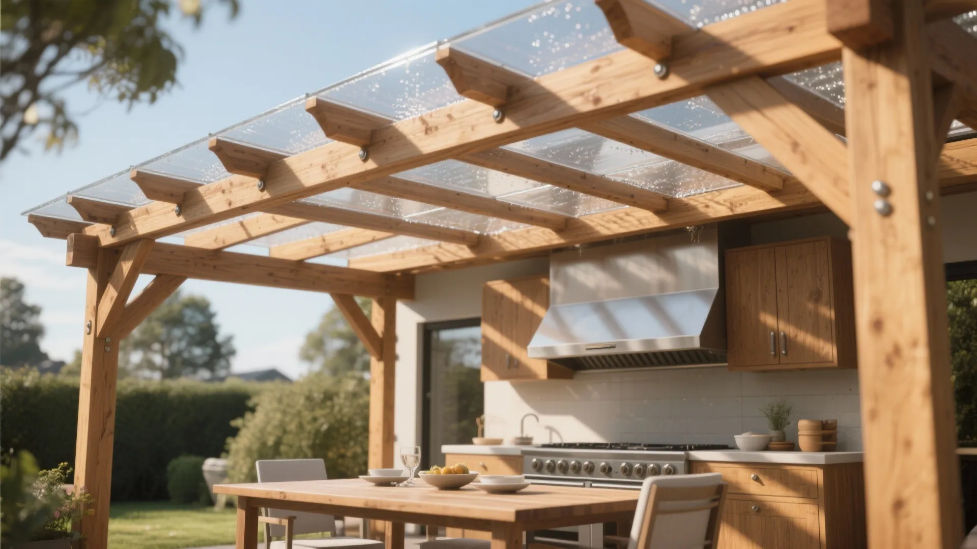 4. Skylit Pergola with Polycarbonate Panels for Light