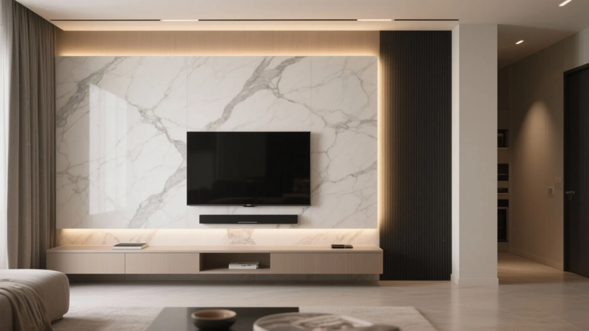 5) Stone, Porcelain Slab, or Mirror Panels with Backlighting