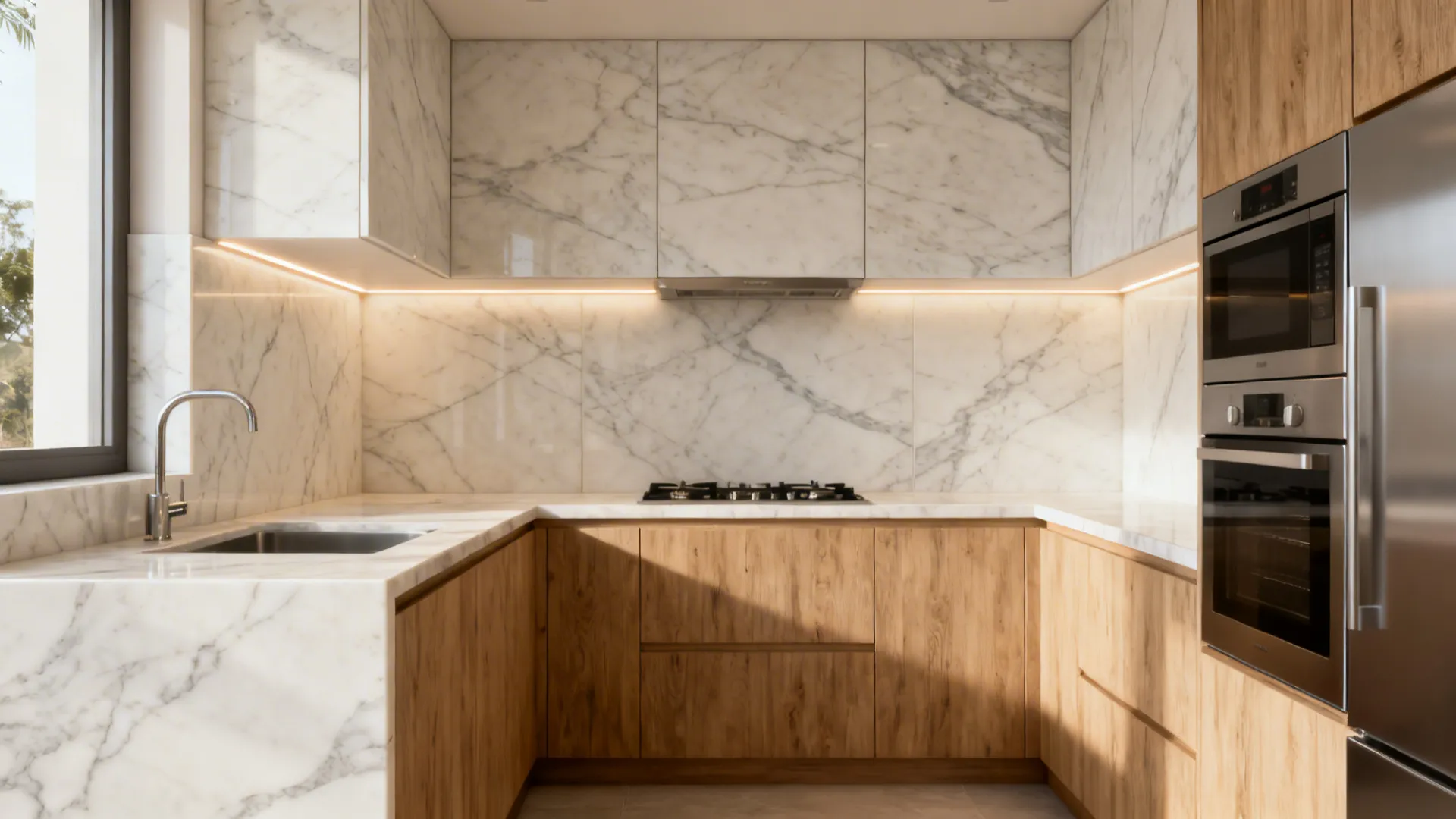 5) Large-Format Stone-Look Backsplash Slabs