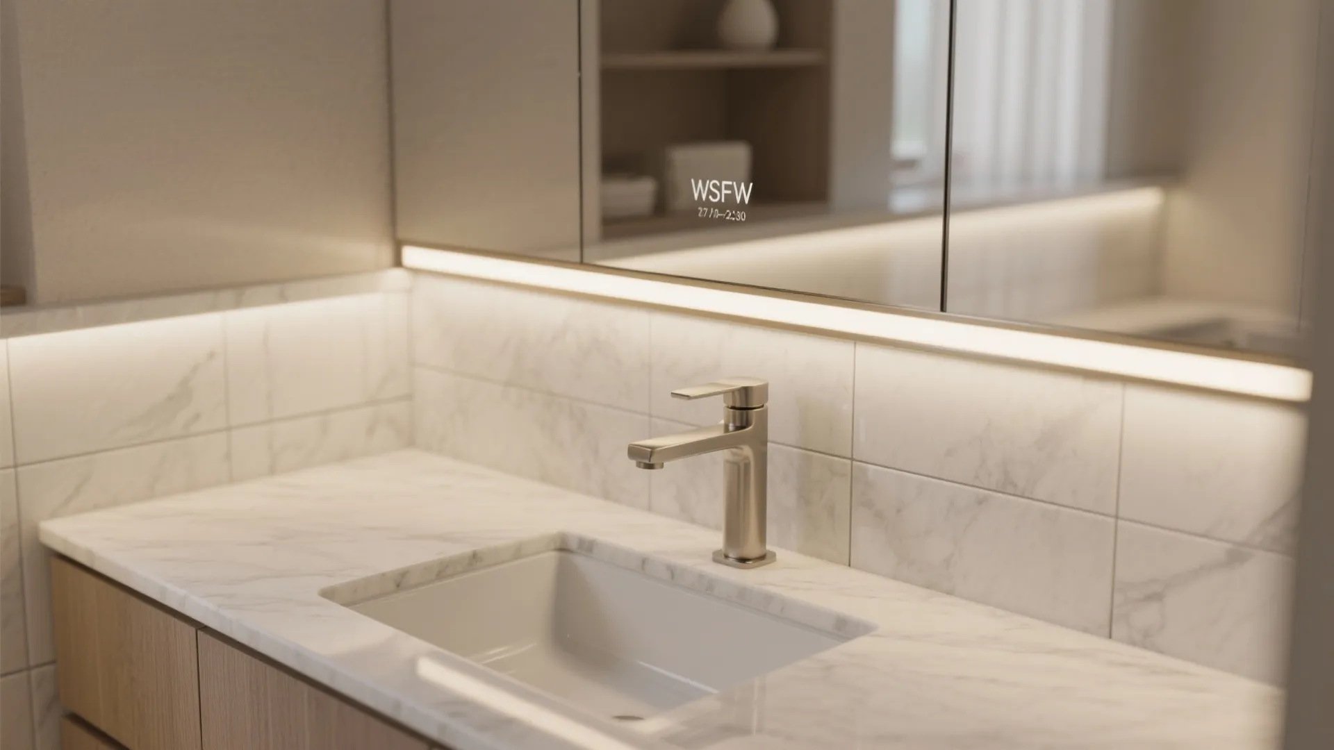 Porcelain Slab Shelf With Discreet LED