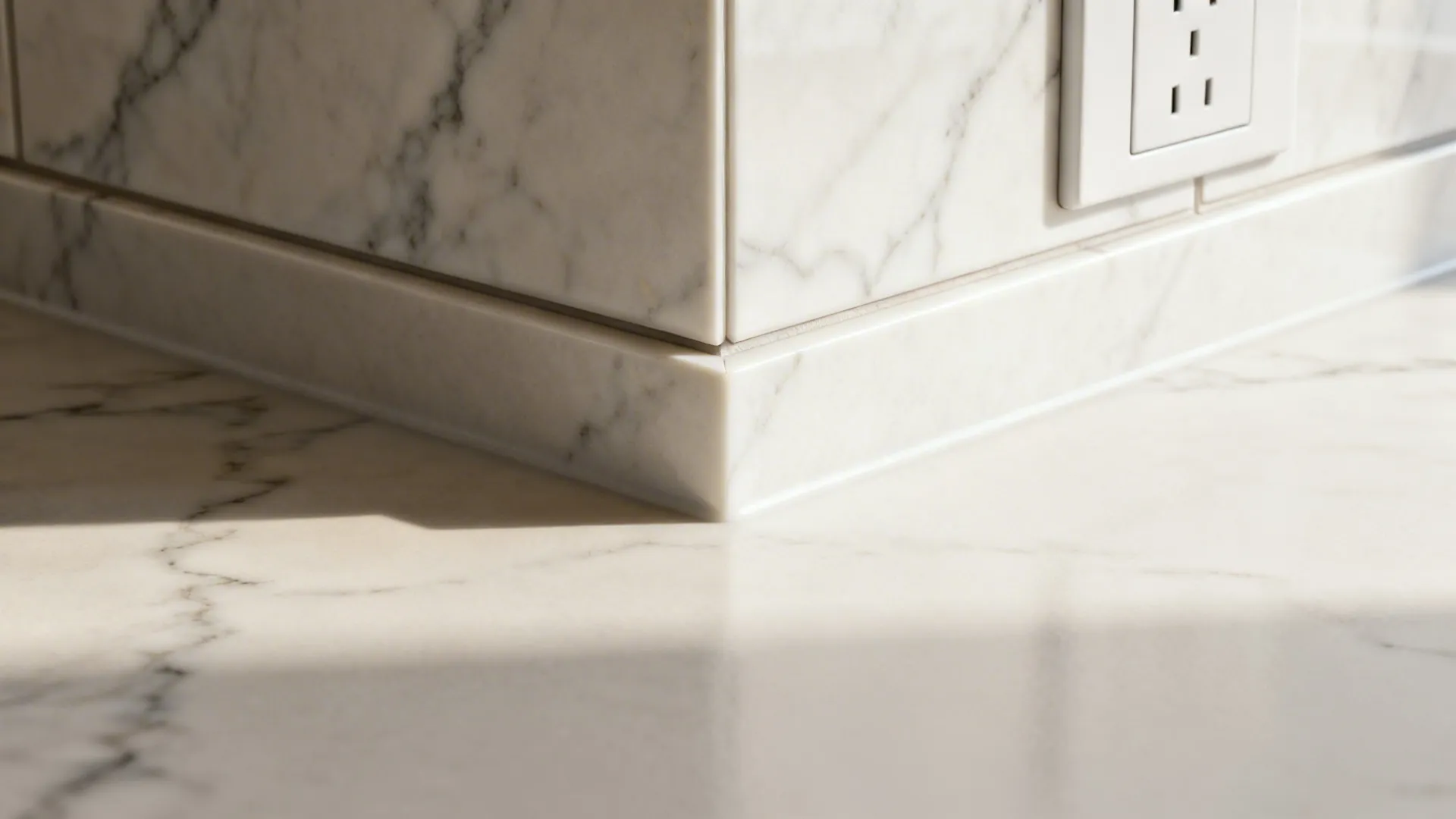 Large-format porcelain slabs for seamless backsplashes