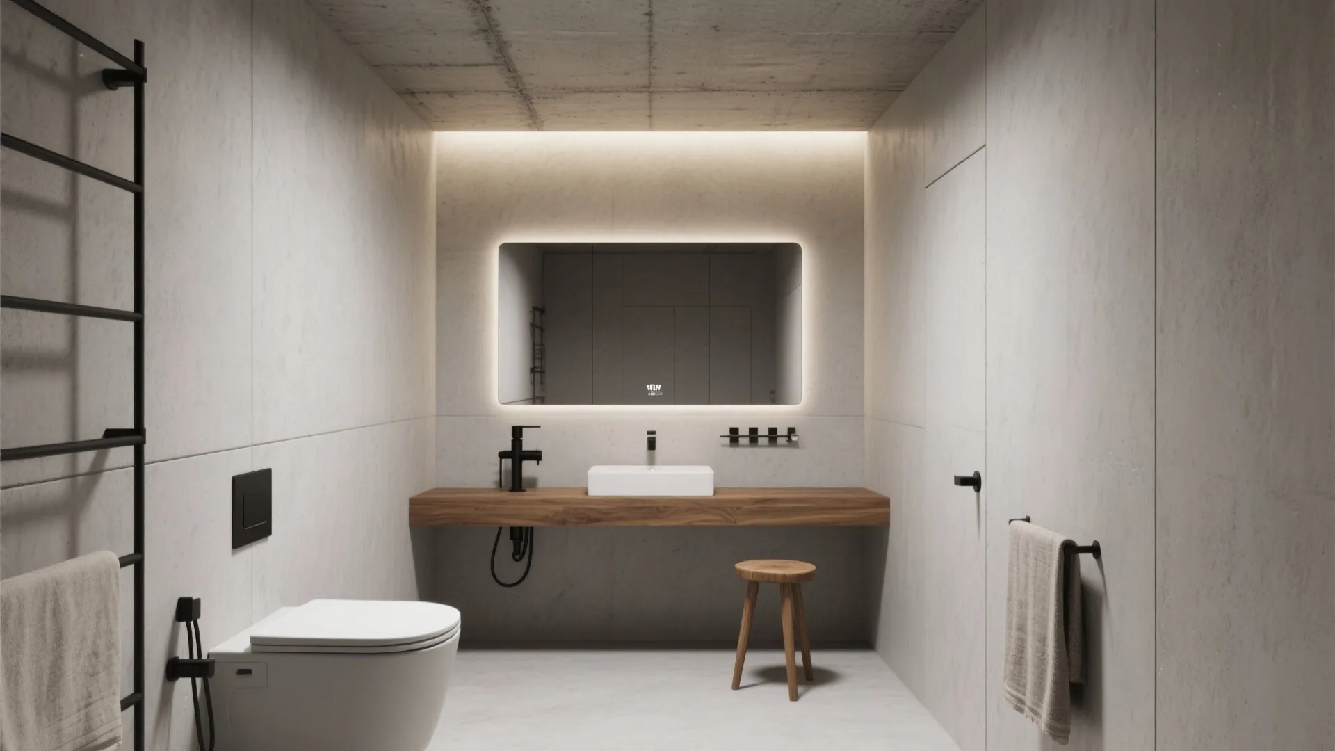 Exposed Slab with Microcement and Warm Wood Accents