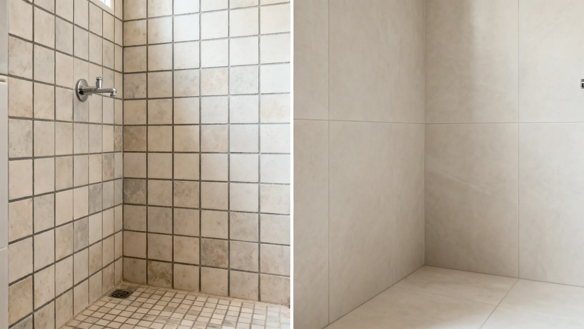 Porcelain slabs or glass for seamless shower surrounds and backsplashes