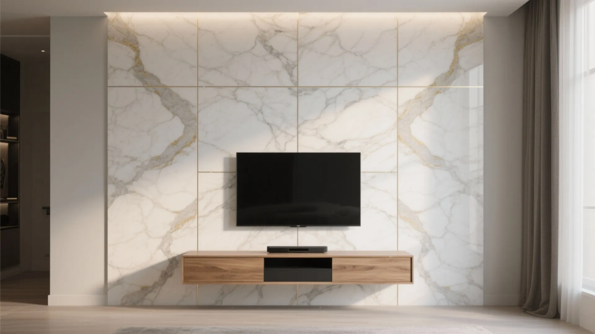 Porcelain Slabs for a Statement TV Wall