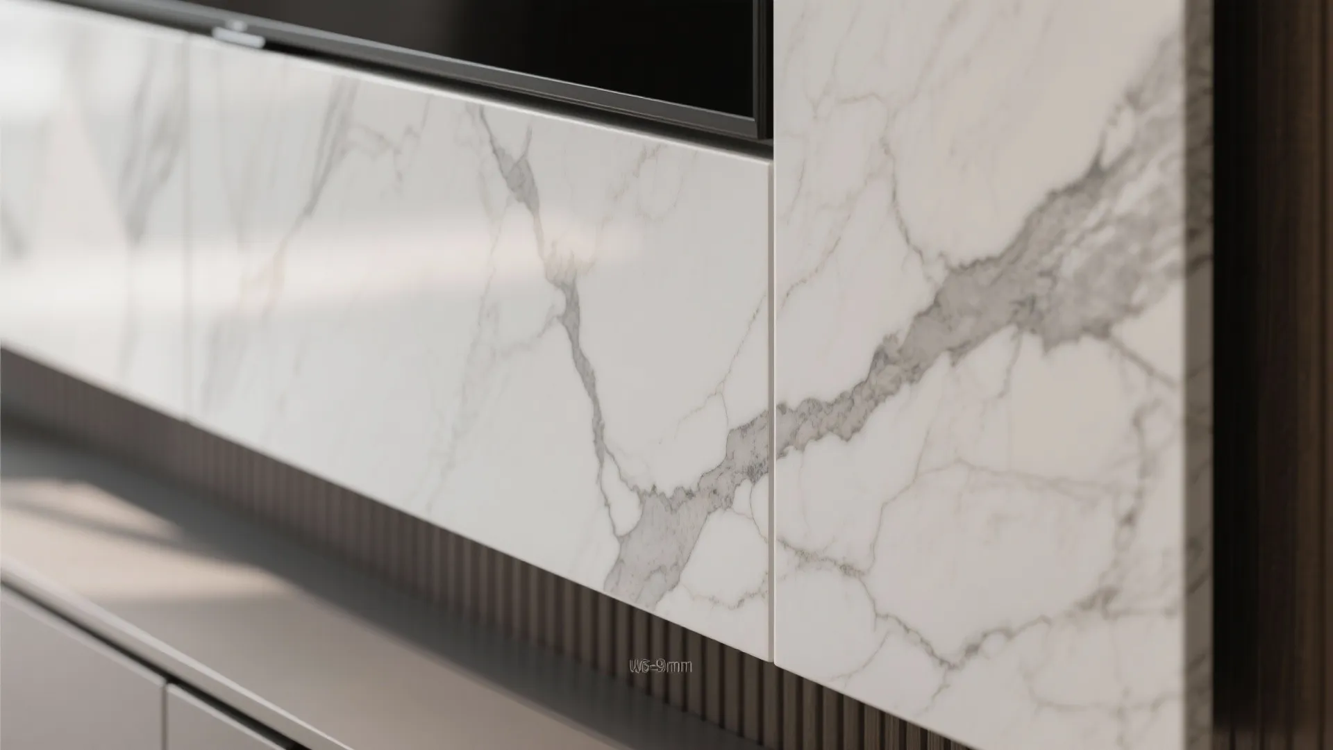 2) Porcelain slab TV wall with hidden storage