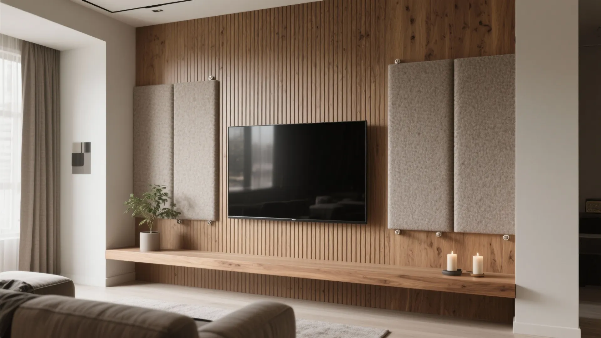 Textured Accent Wall (Slats, Fluting, or Fabric)