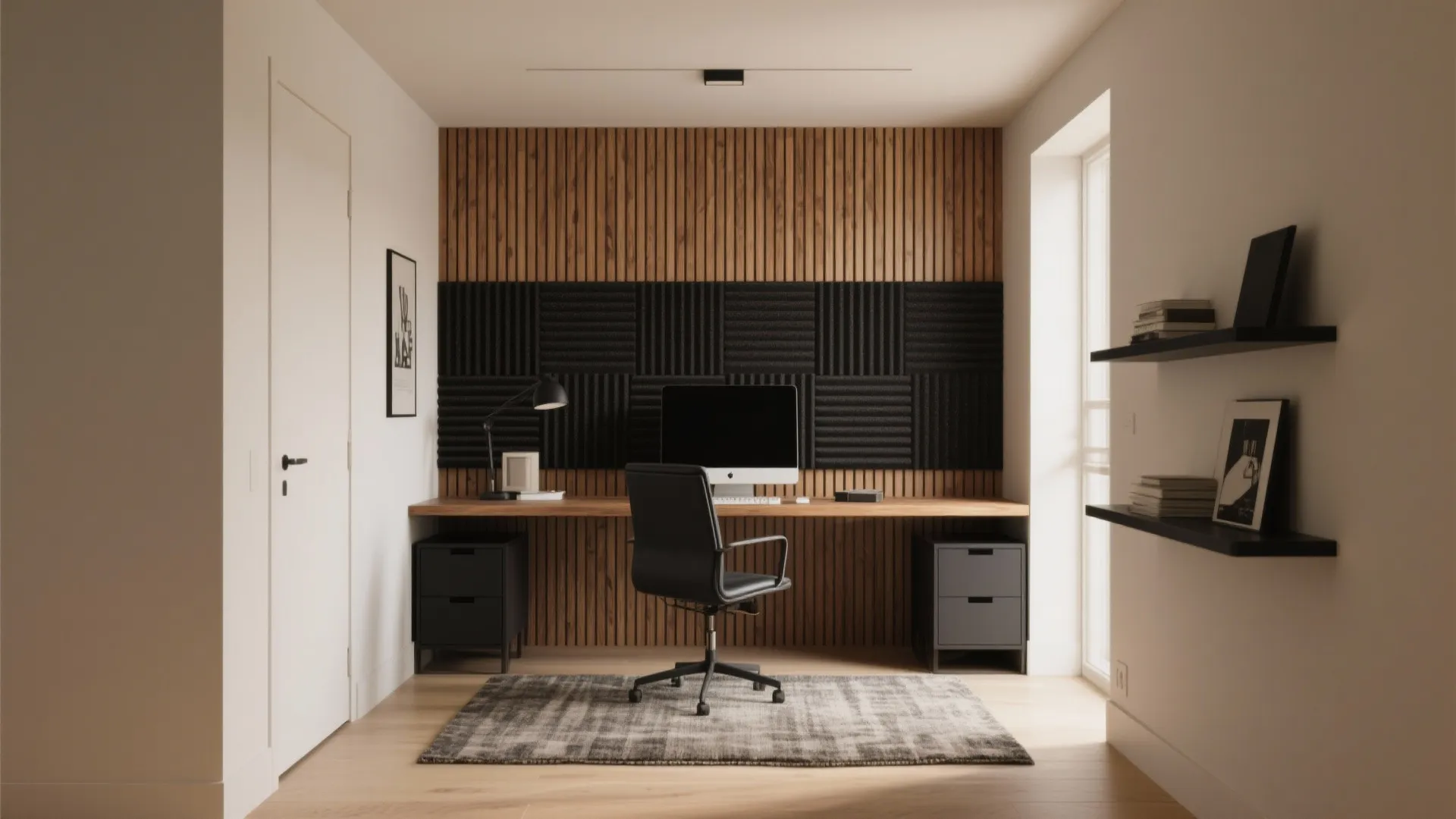 Acoustic Accent Walls with Slatted Wood or Felt Panels
