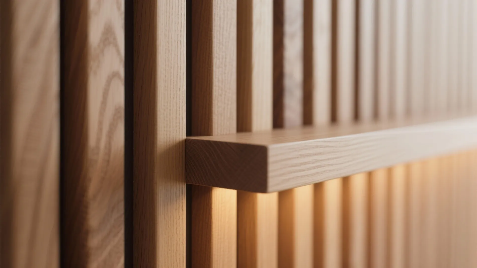 4) Light-and-Shadow Showcase Wall (Slatted + Backlight)