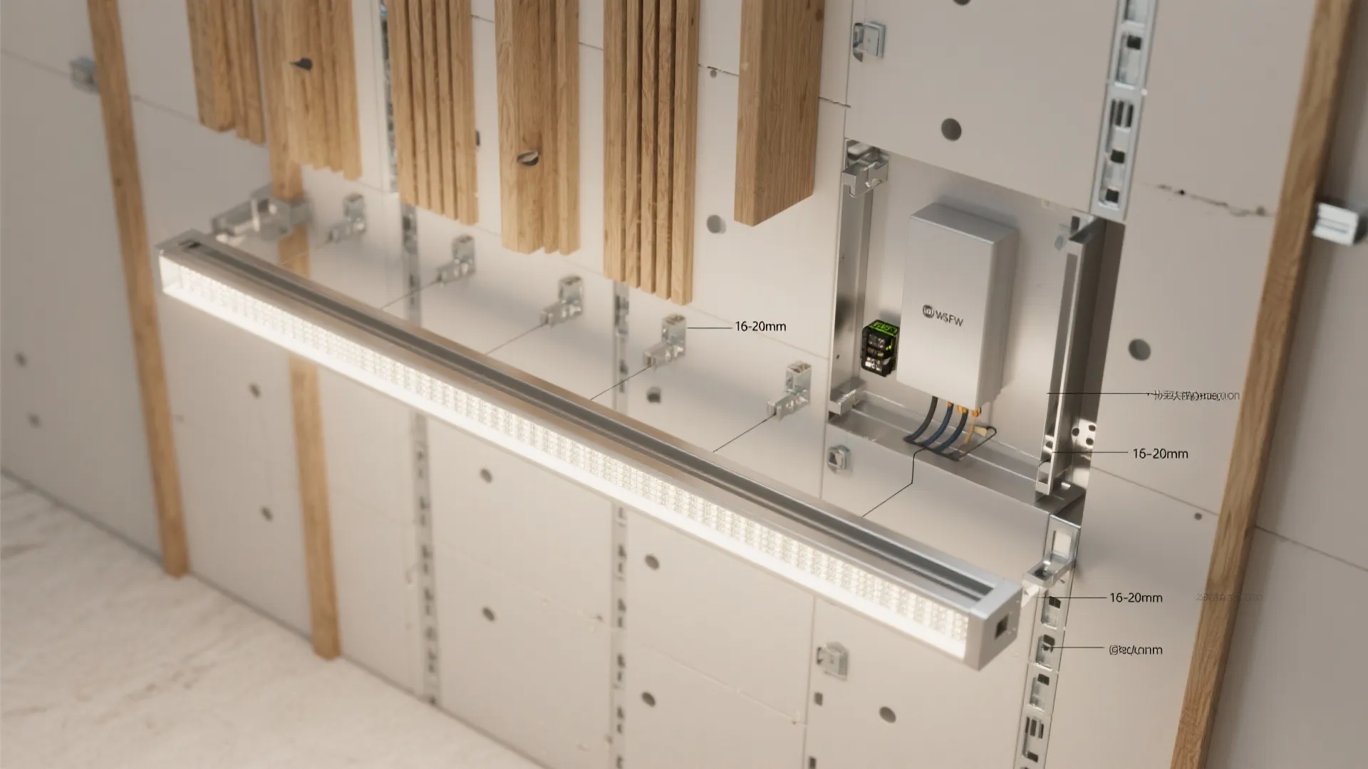 Backlit Slat Walls with Warm Wash