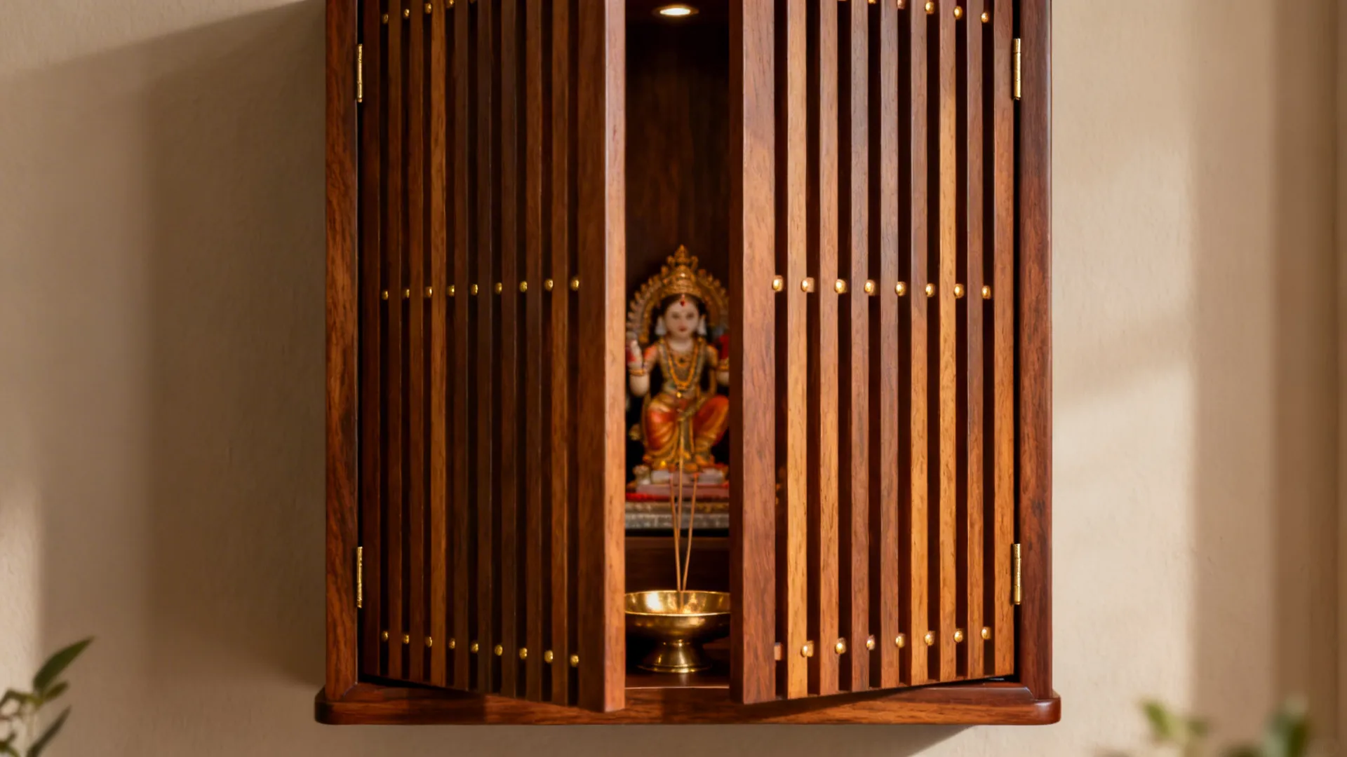 1) Slim Wooden Slat Doors with Brass Pins