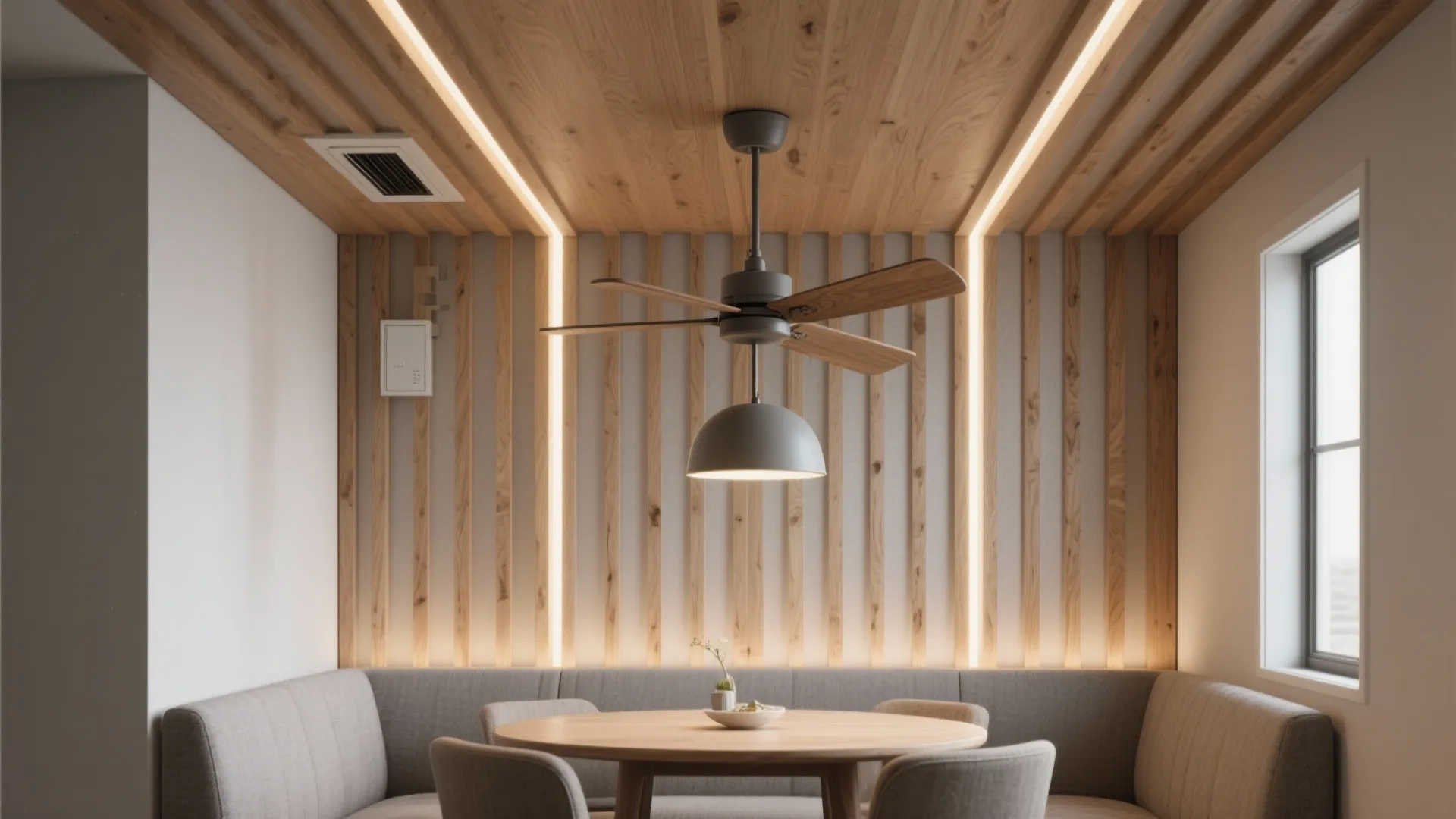 4) Wood Slat Canopy with a Discreet Fan Pocket