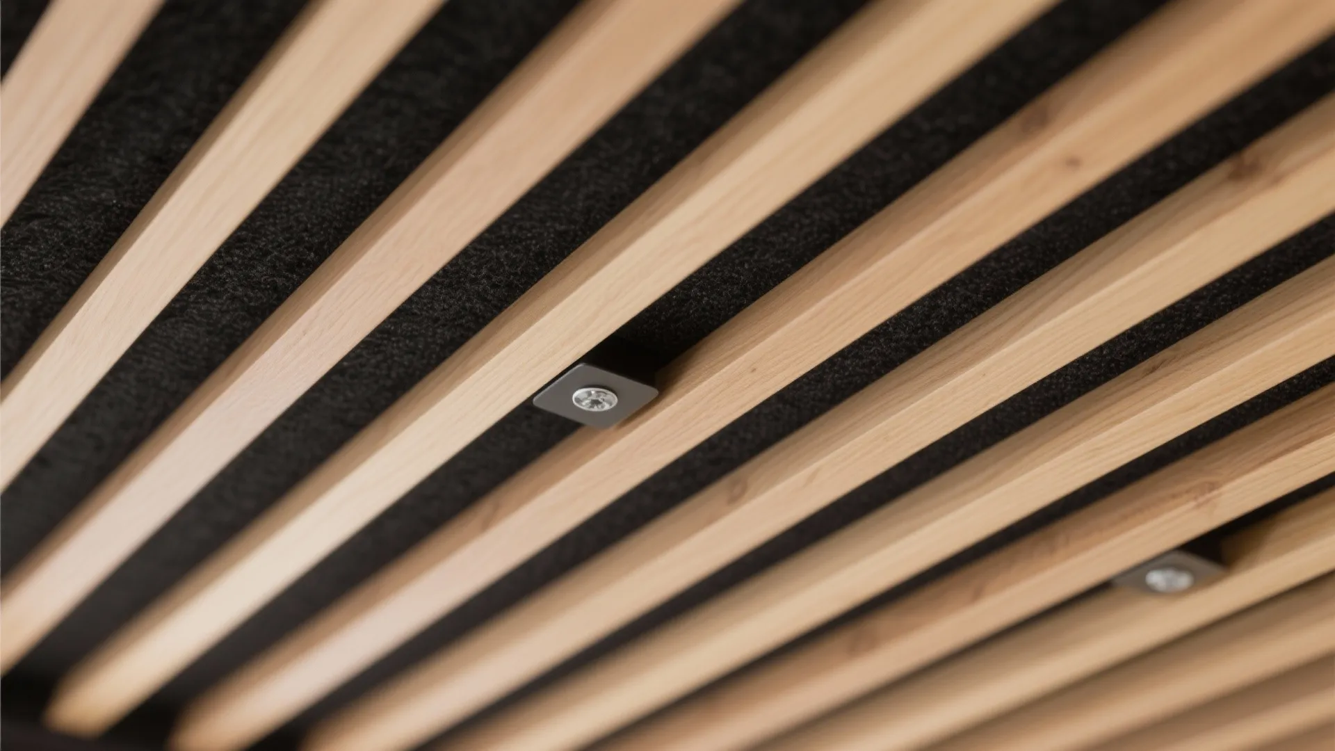 Slatted wood ceiling for warmth and acoustics