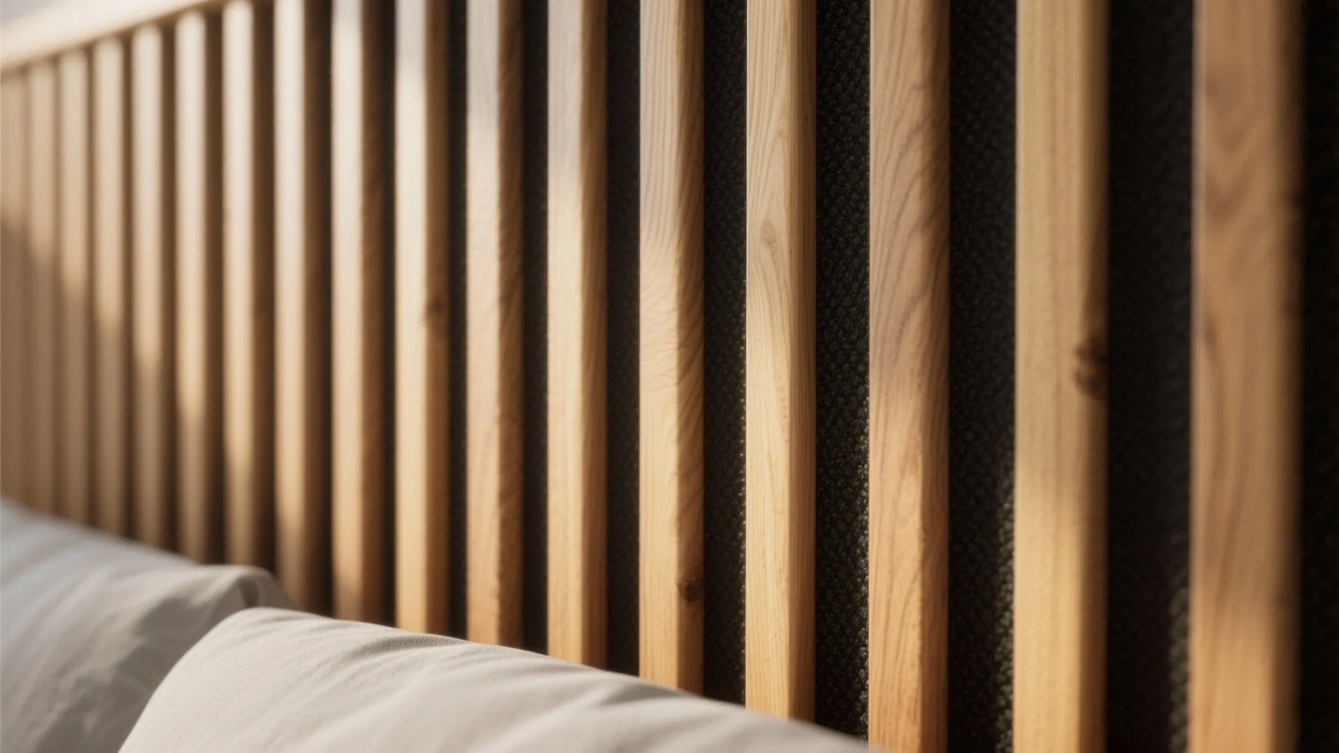 Wood Slat Accent Wall Behind the Bed