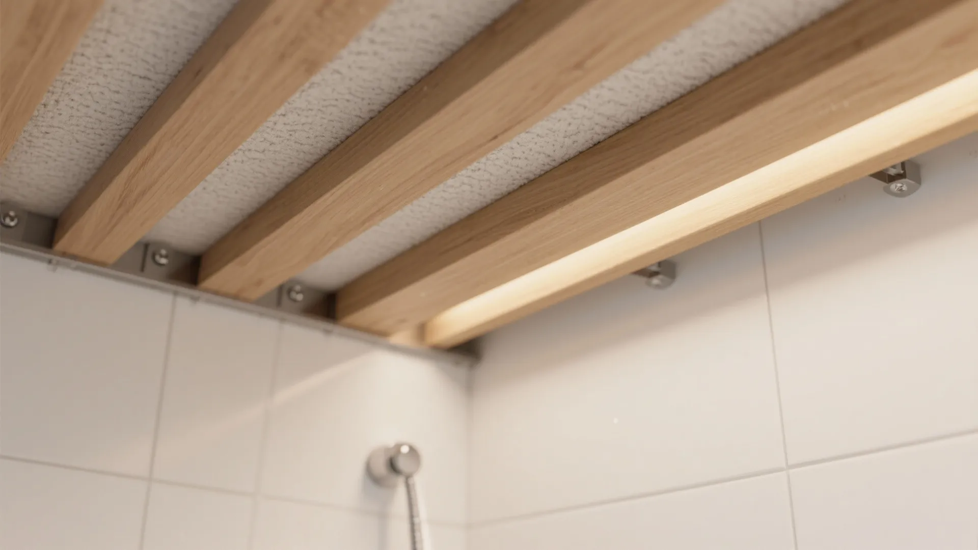 Warmth and hush: timber slats, composite panels, and quiet bathrooms