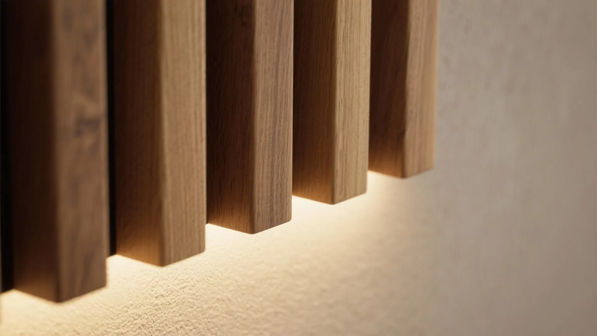Slatted Wood Divider with Light and Texture