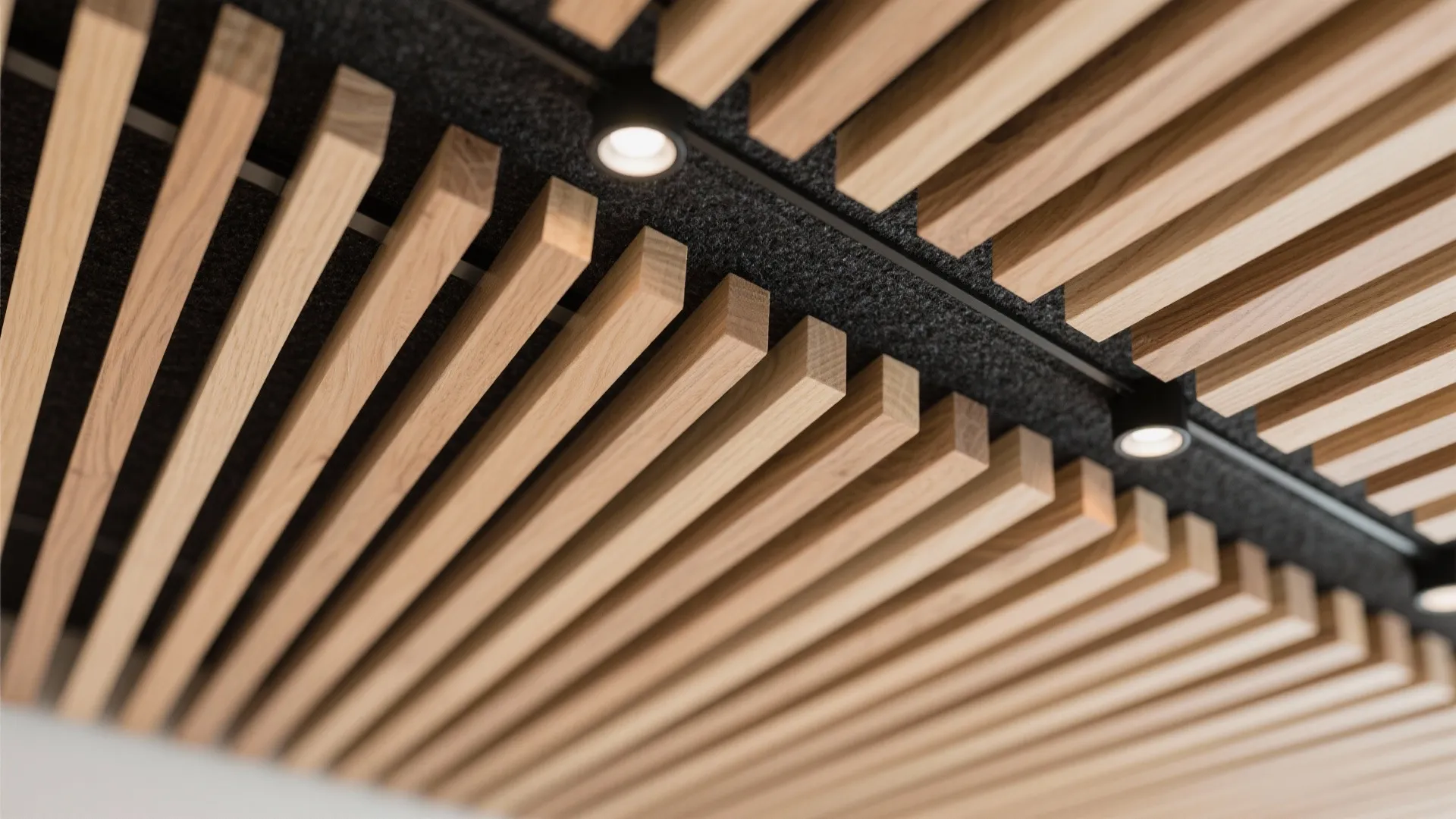 2) Micro-beam slats for rhythm and acoustic calm