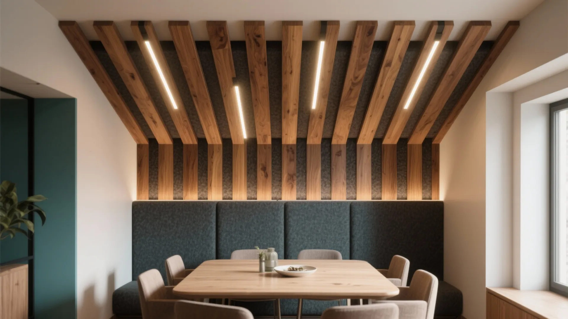 Warm Wood Slats with Acoustic Backing