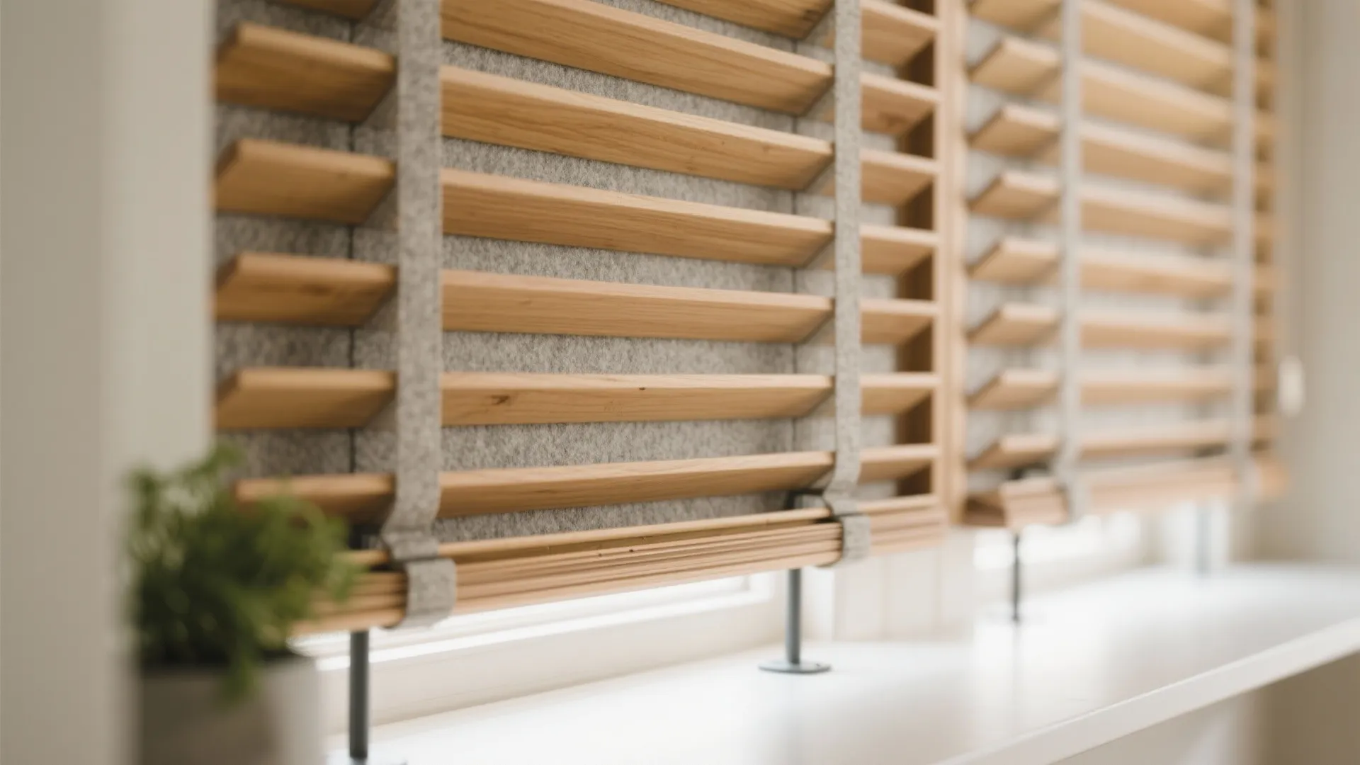 Wood Slat Divider with Warm Texture