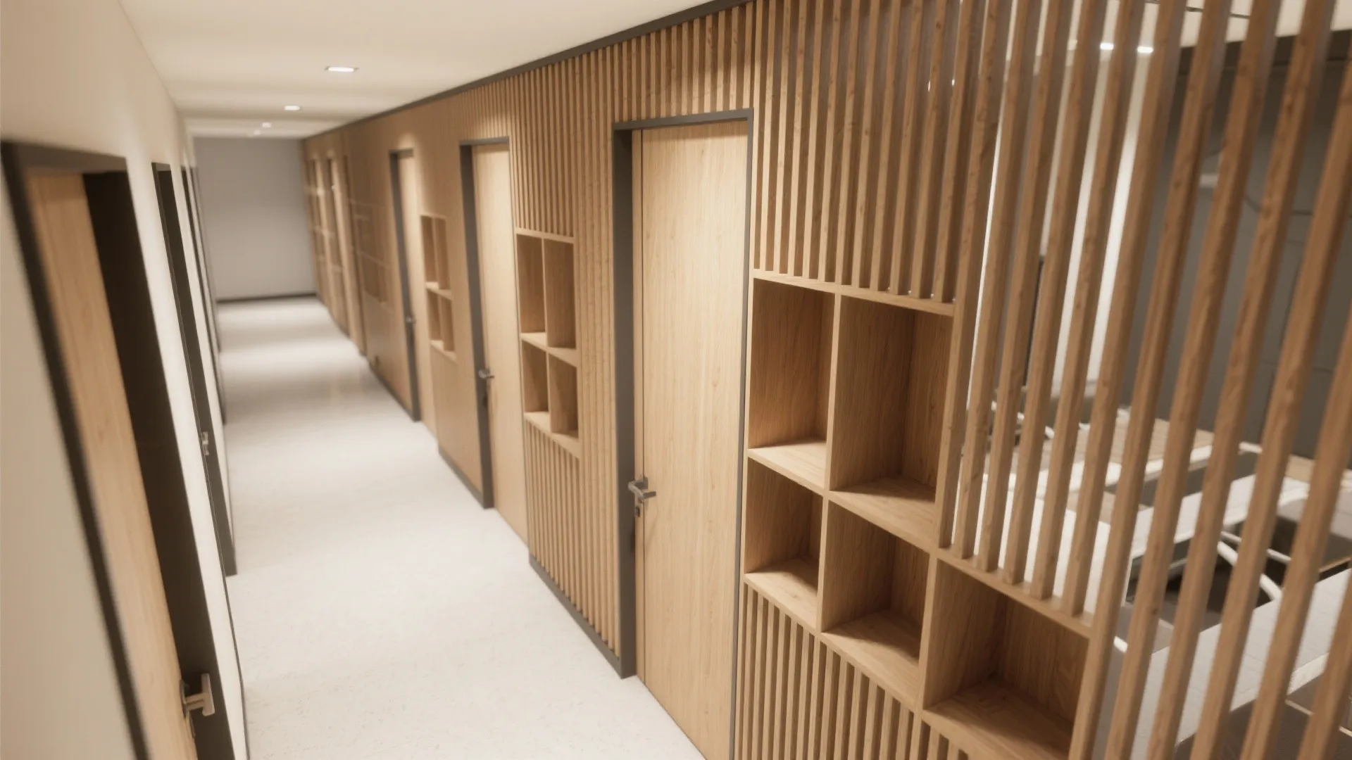 Slatted wood dividers with hidden cubbies