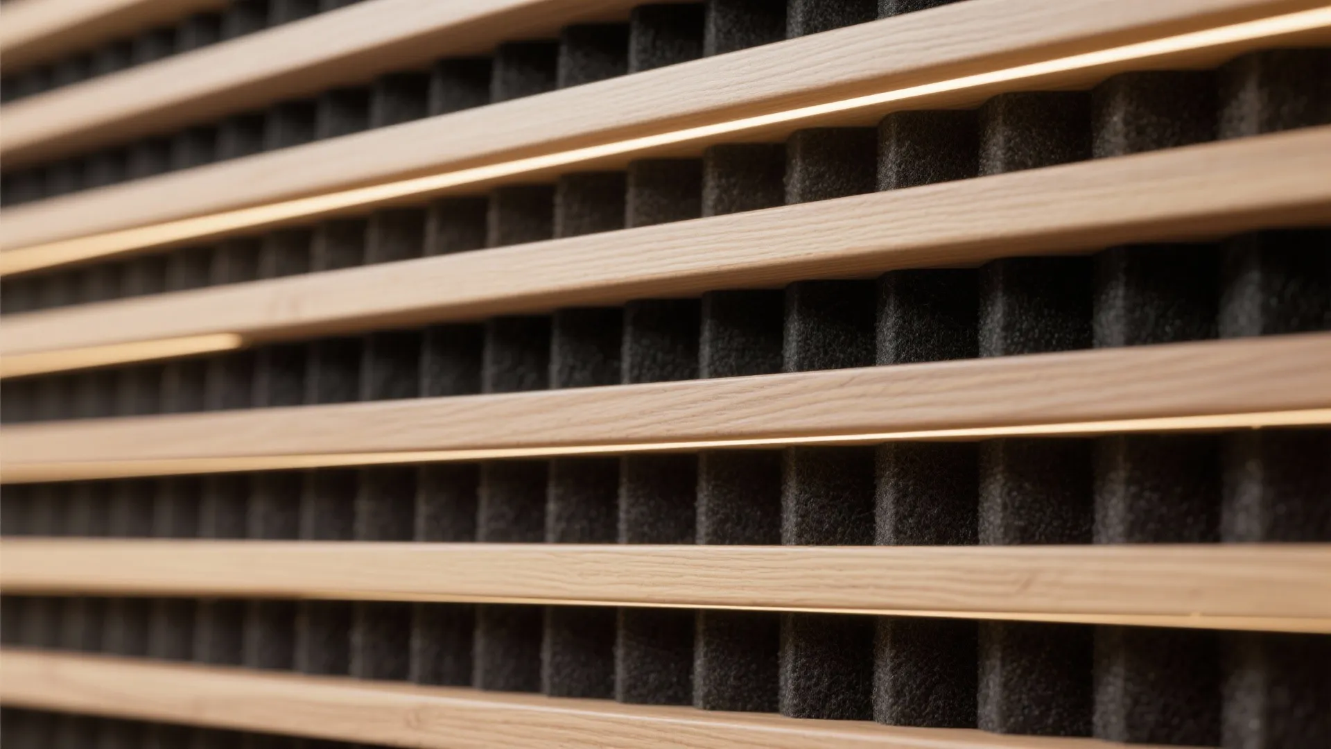 Warm wood slats with acoustic backing