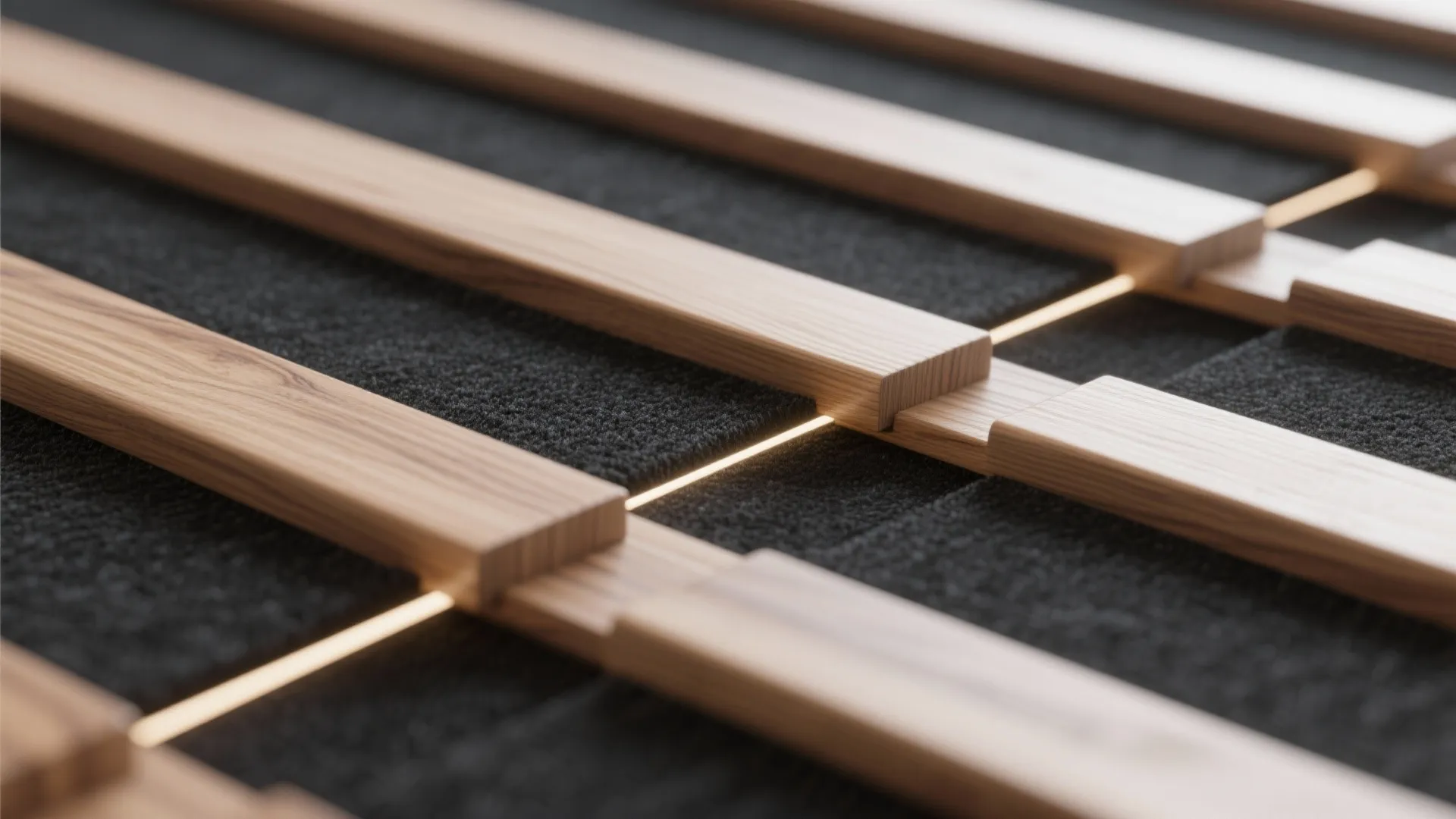 Warm wood slats with integrated lighting