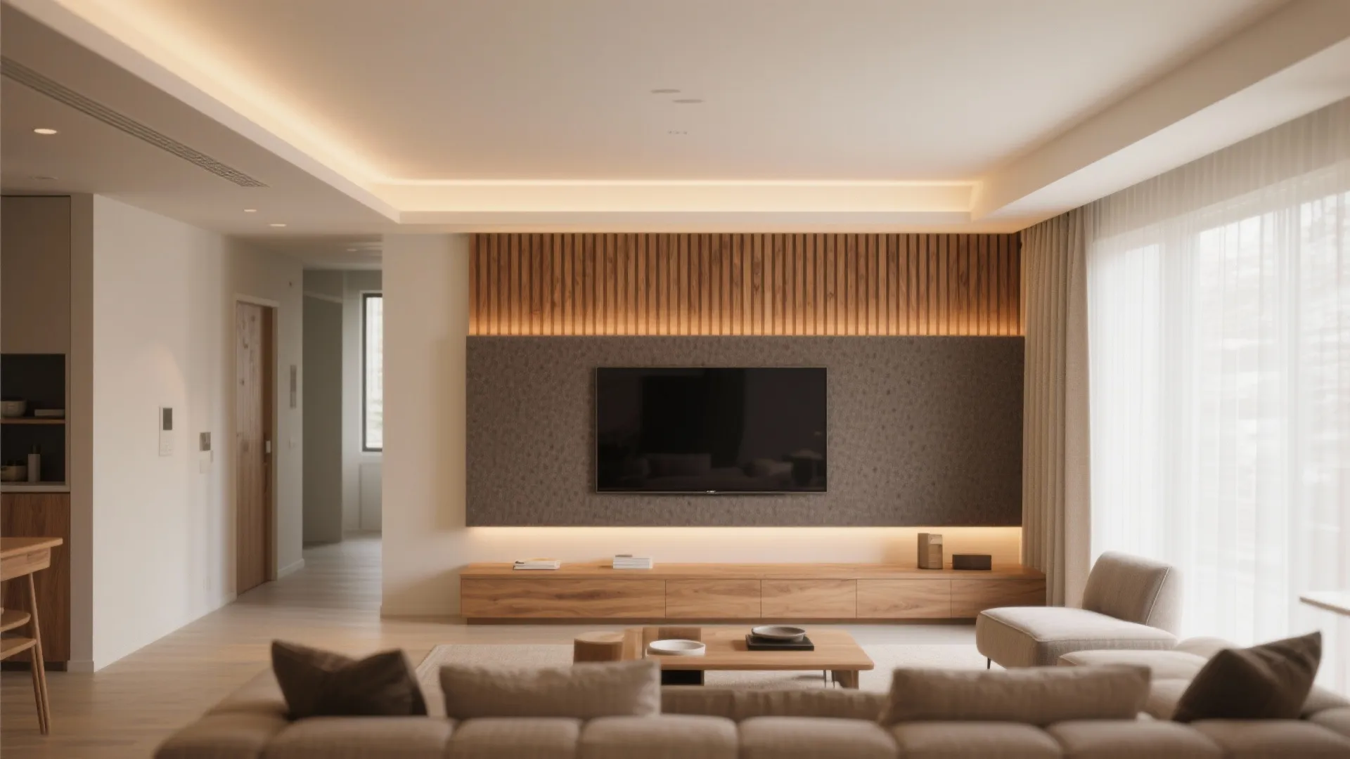 Acoustic Slats with a Soft Glow