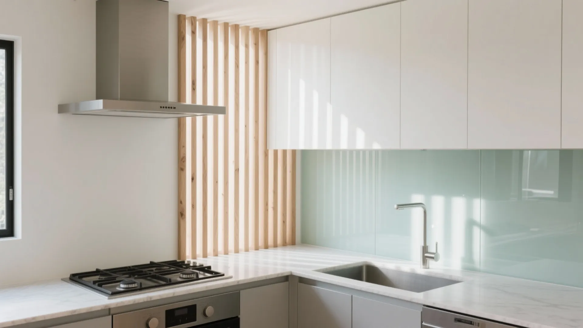 1) Slim Wood Slat Accent Wall That Stretches the Room